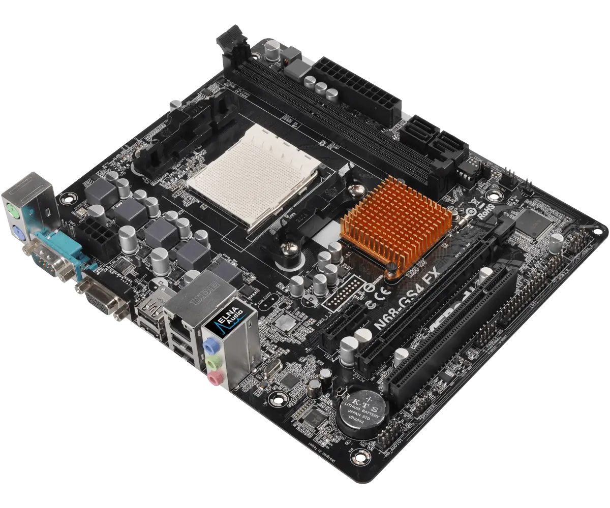 Computer Motherboard with Detailed Components