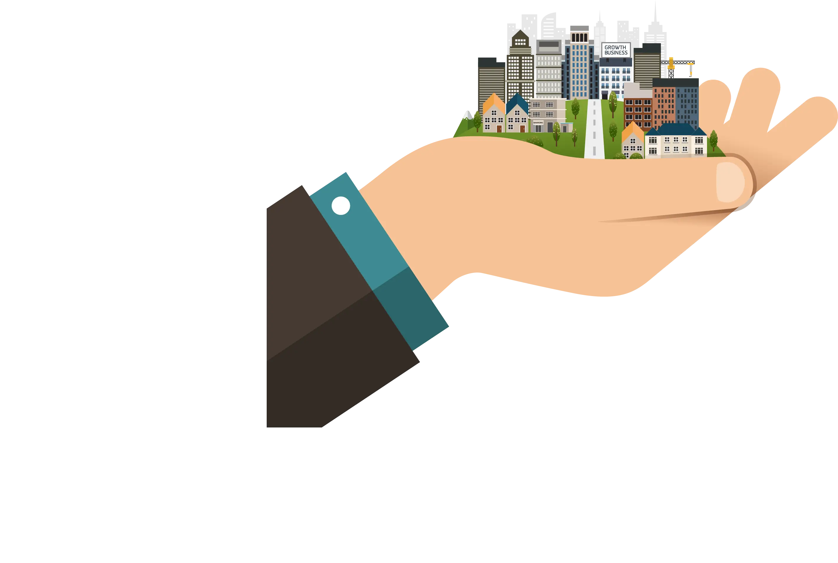 Hand Holding a City Illustration