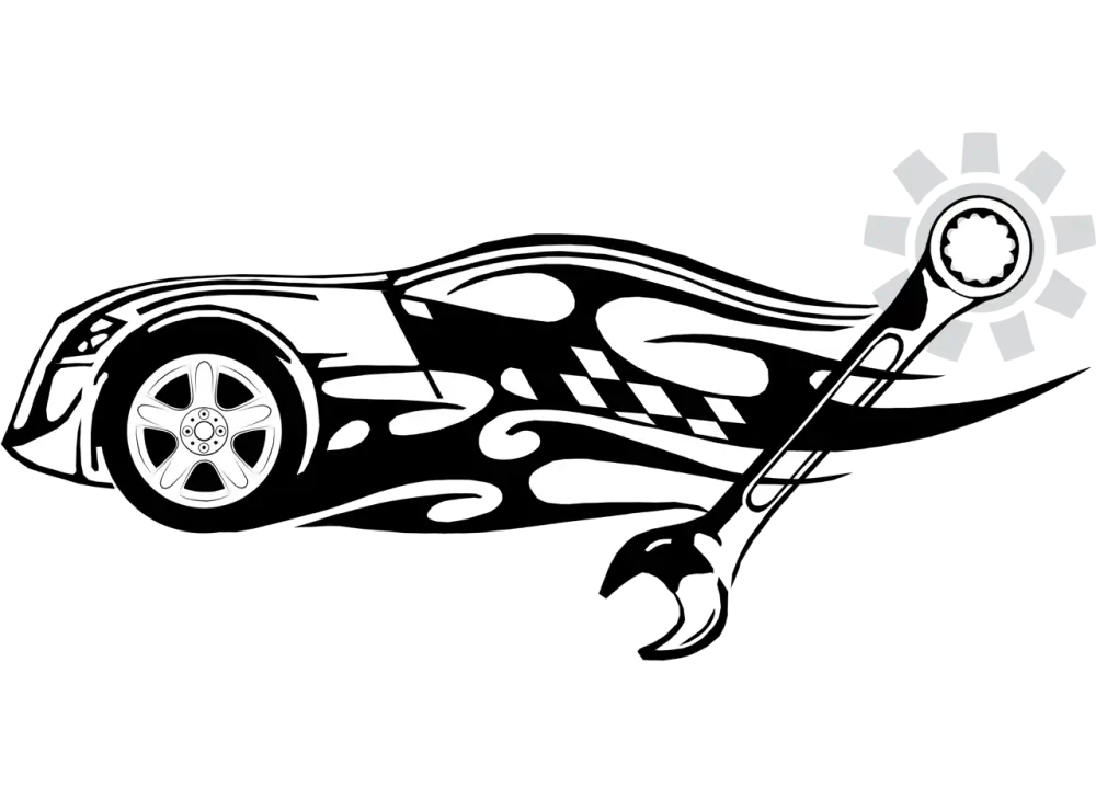 Stylized Car and Wrench Illustration