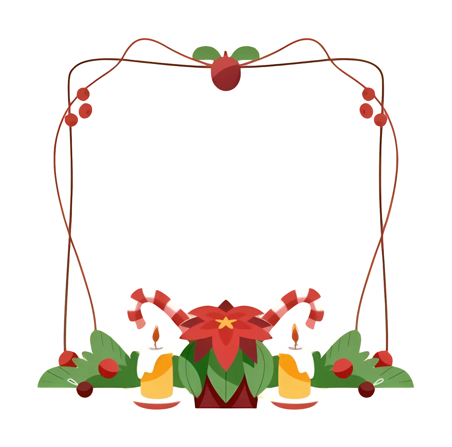 Christmas Frame with Candles and Poinsettia