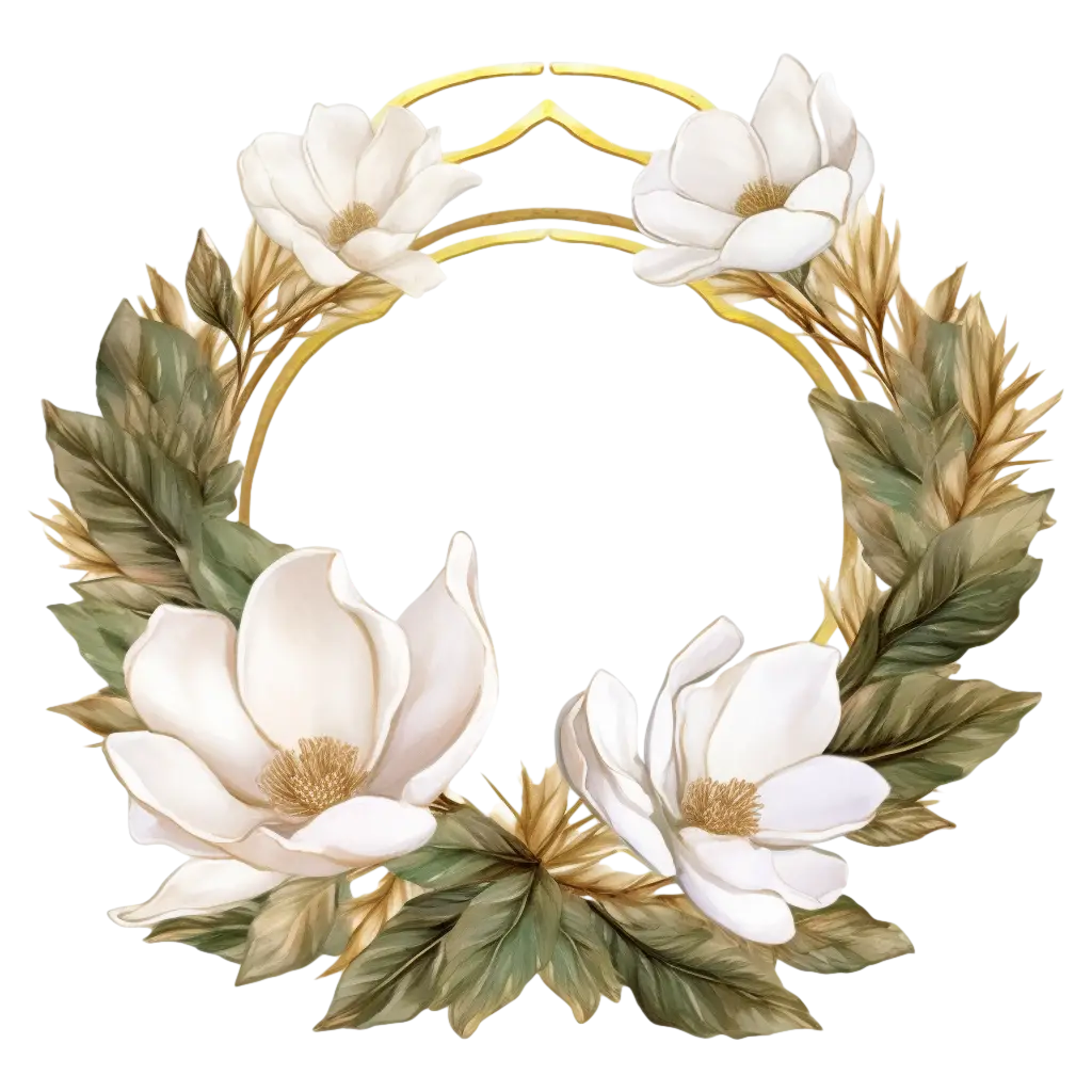 Elegant White Floral Wreath Illustration