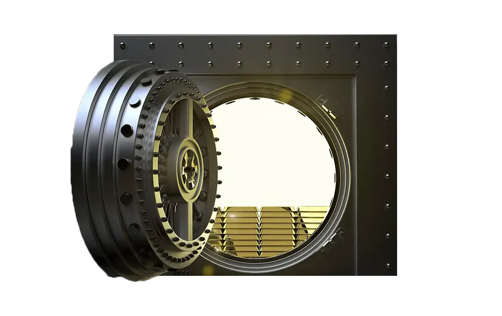 Open Vault with Gold Bars