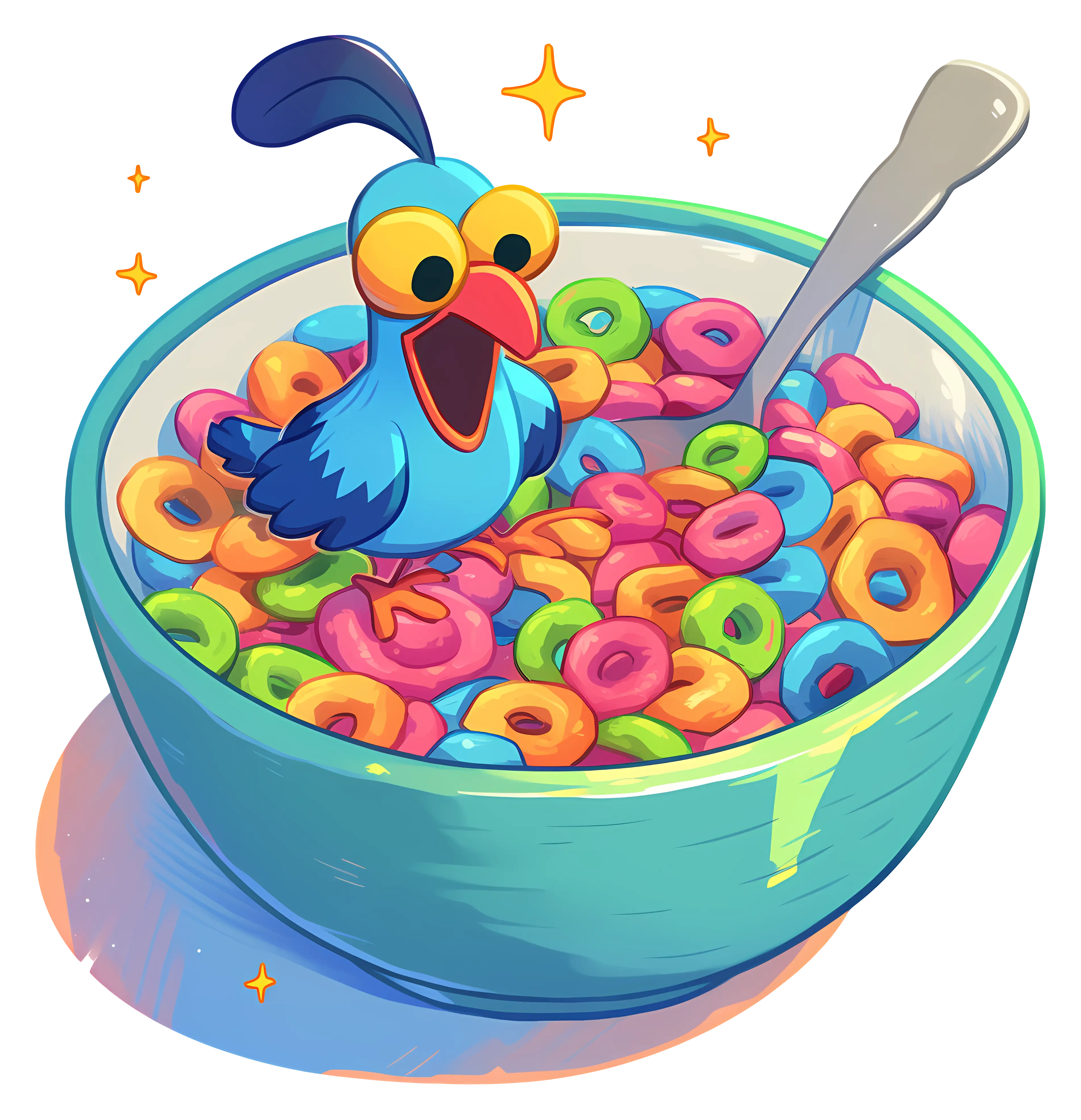 Colorful Cereal Bowl with Bird