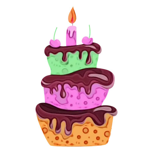 Colorful Tiered Birthday Cake Illustration