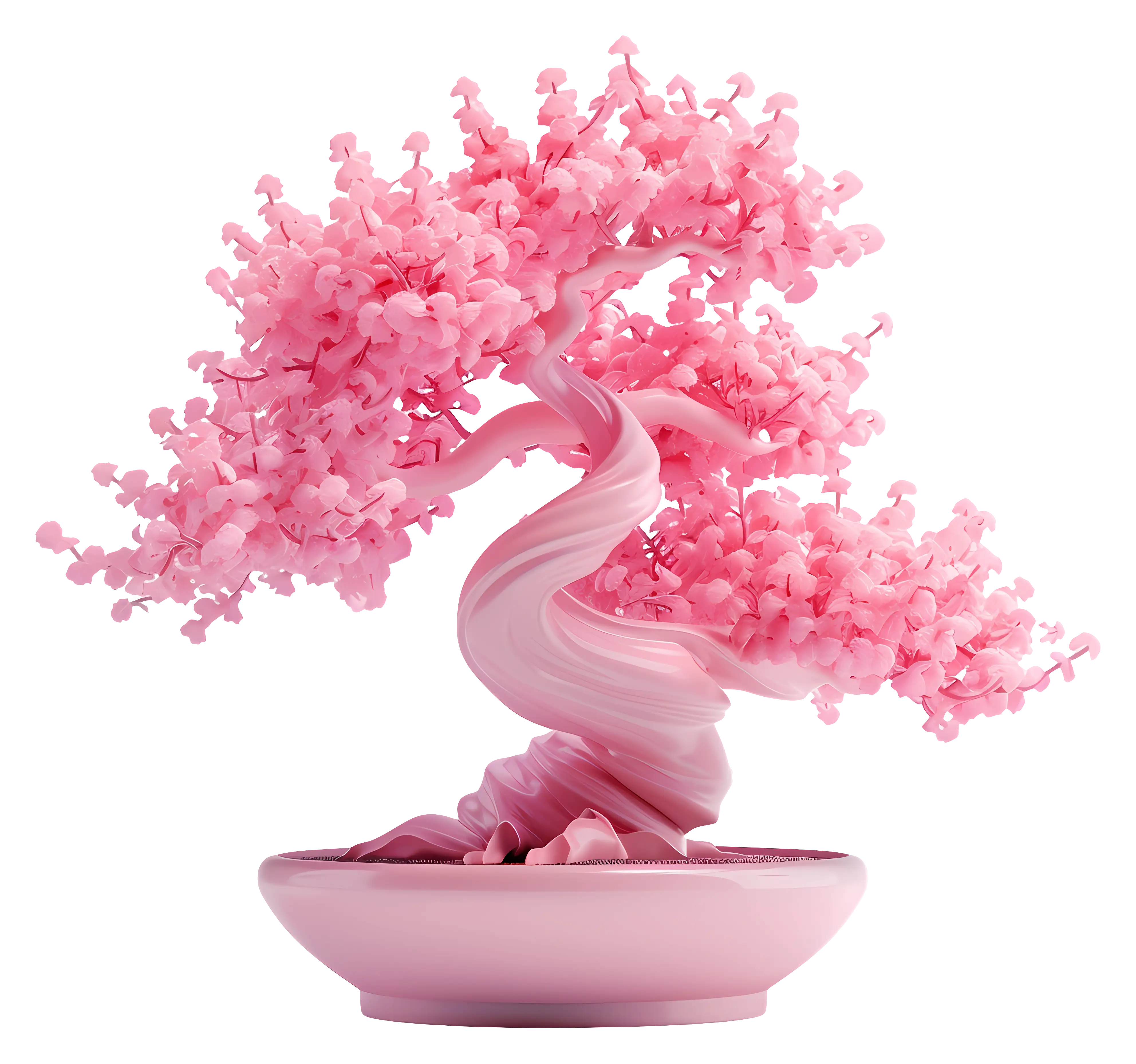 Artistic Pink Bonsai Tree in Pot