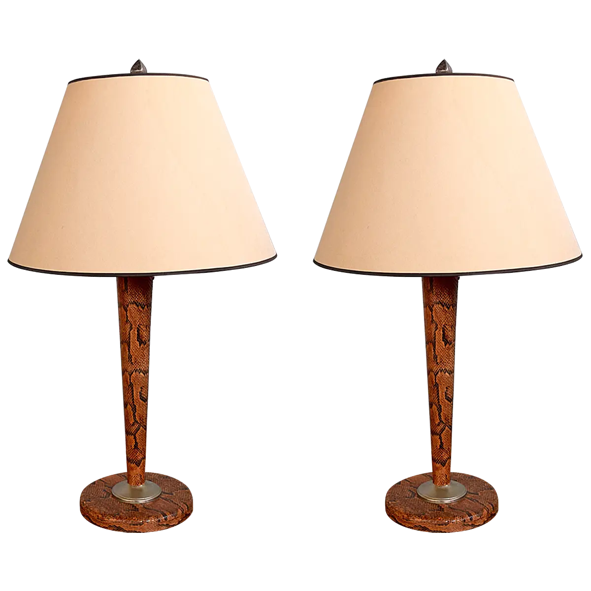 Elegant Table Lamps with Brown Wooden Bases
