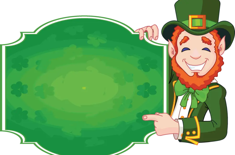 Leprechaun with Green Sign for St. Patrick&#039;s Day