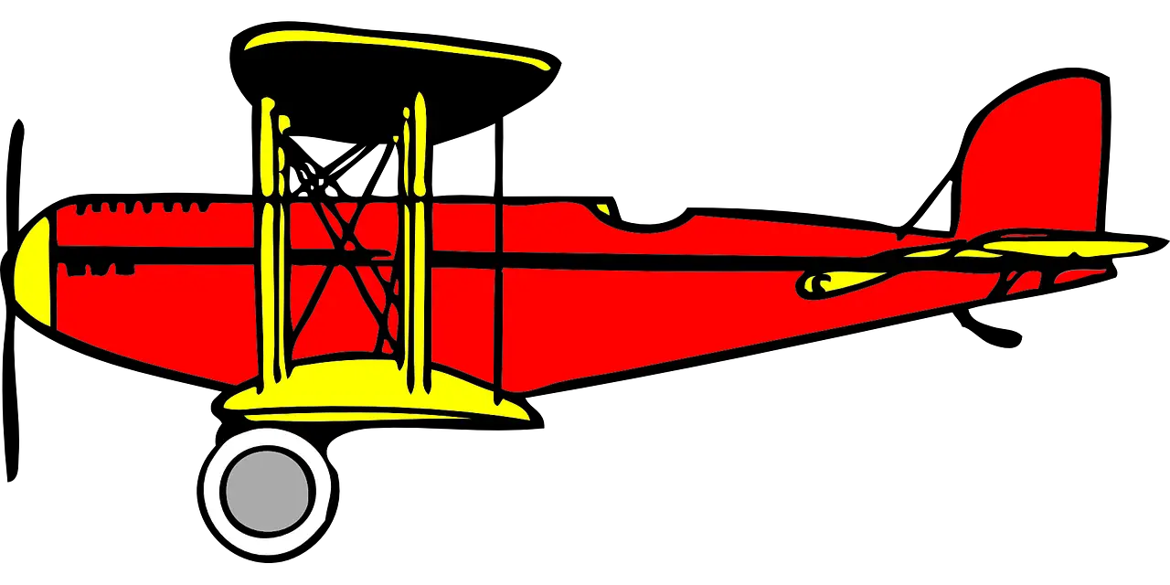 Red Vintage Biplane Illustration