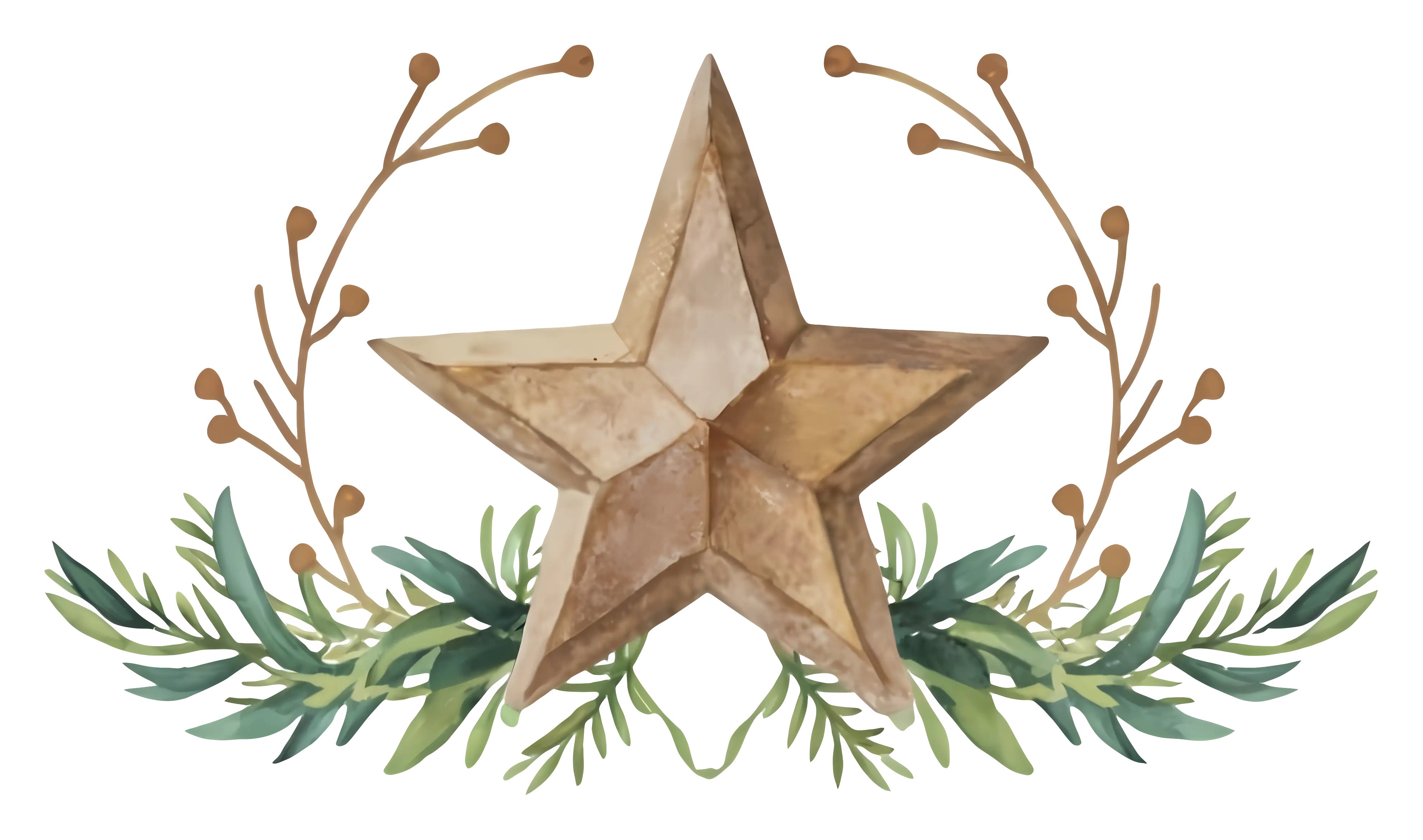 Rustic Wooden Star with Leaves
