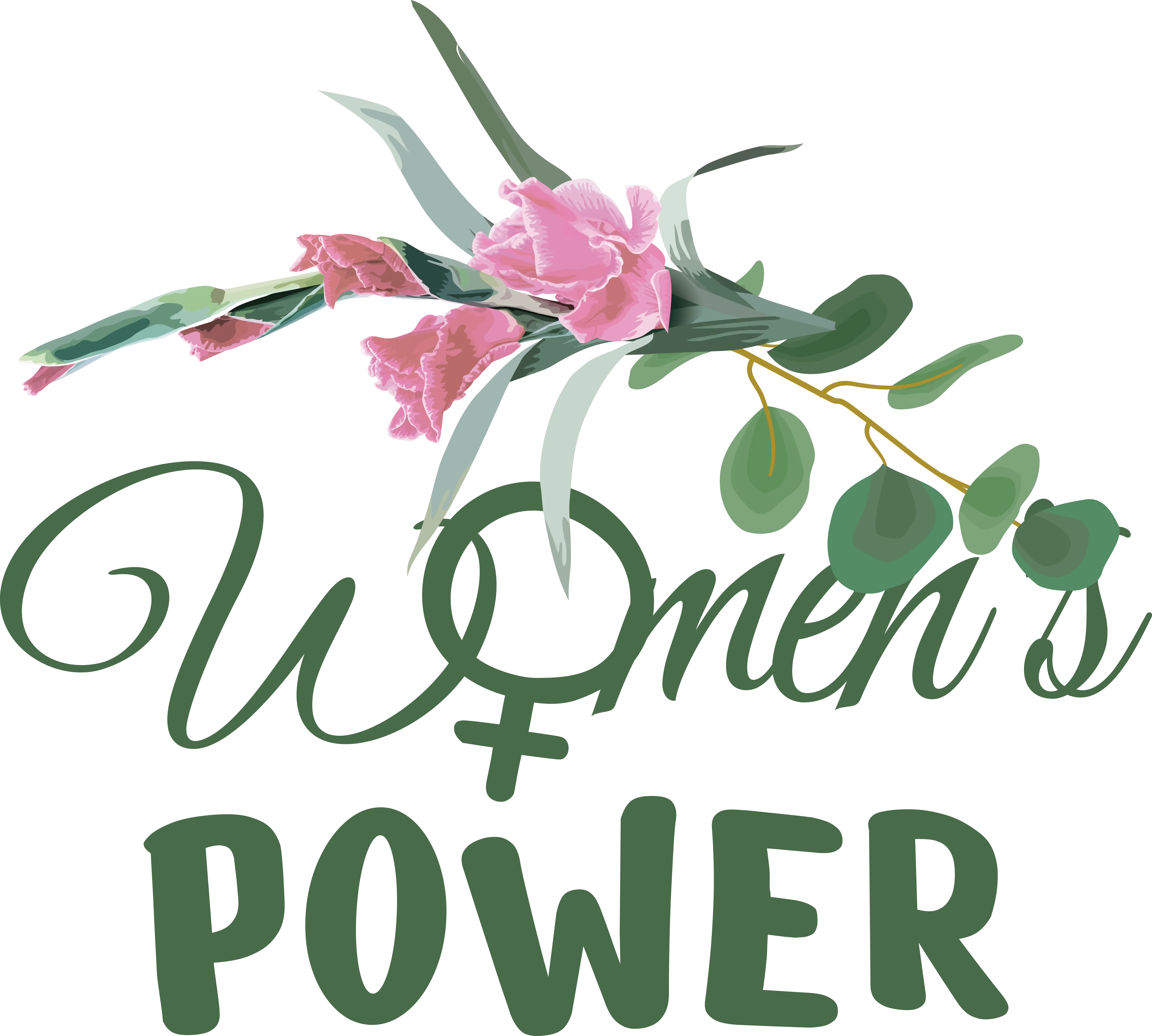 Women&#039;s Power Illustration with Flowers