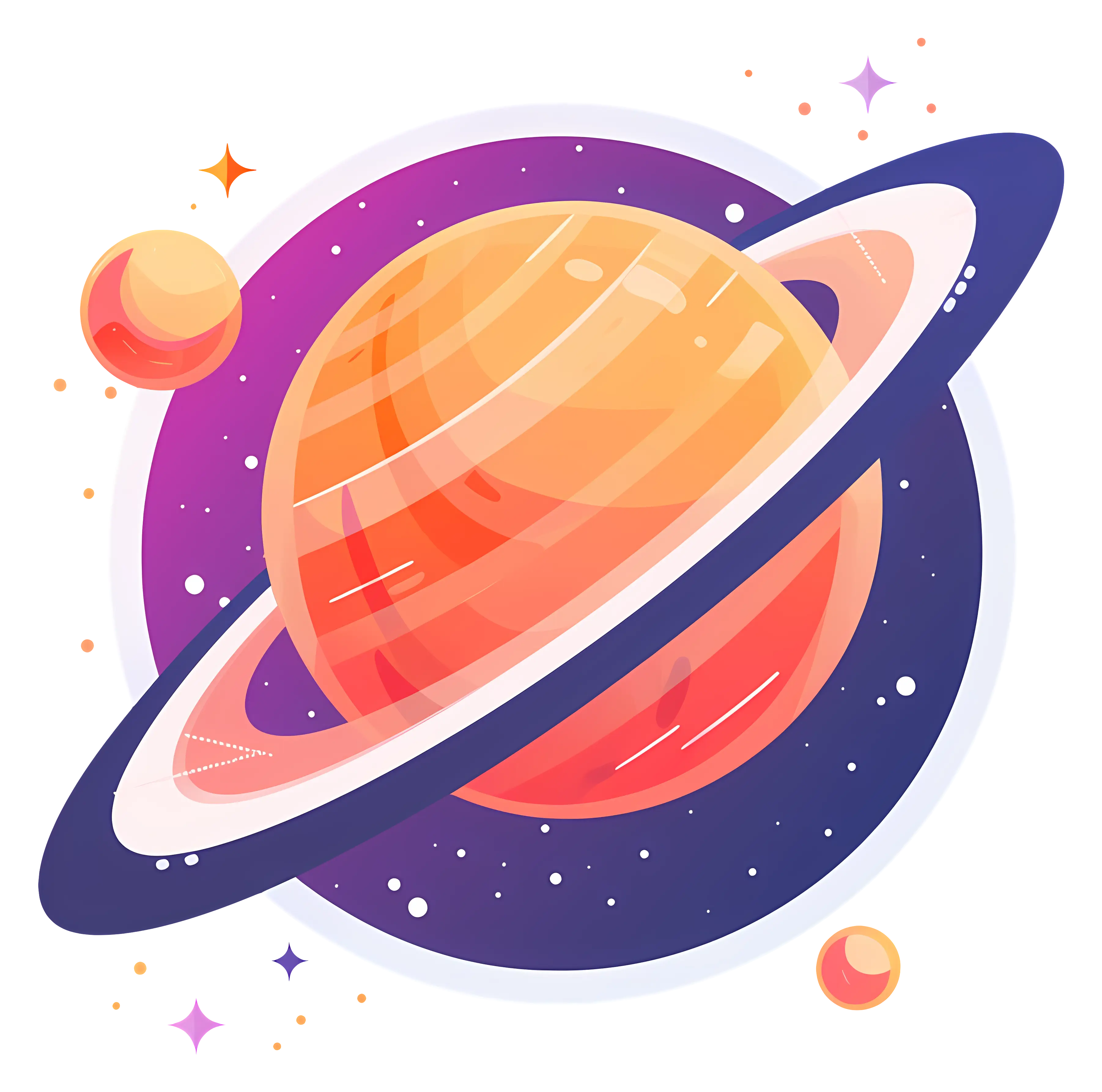 Cartoon Planet with Rings in Space