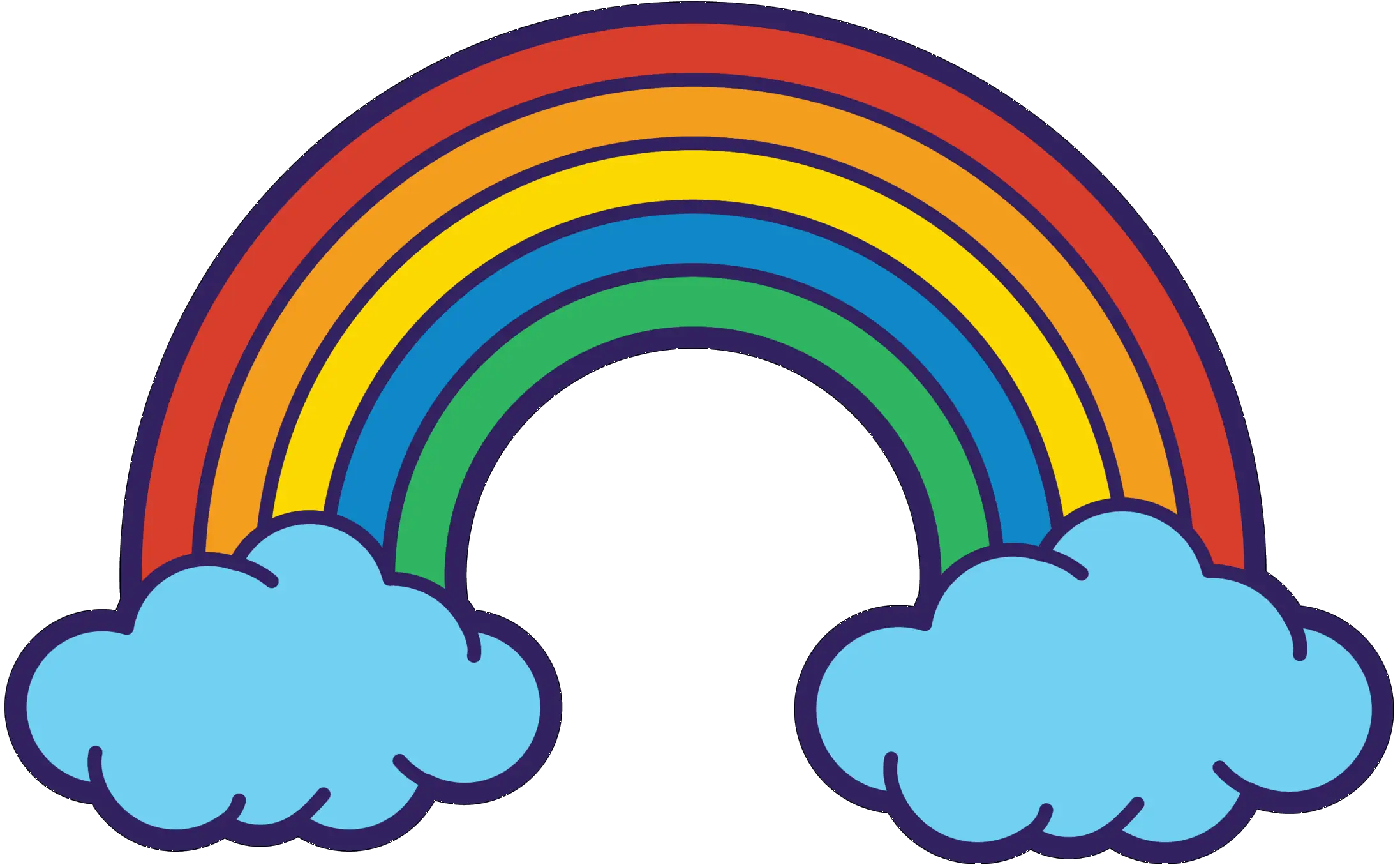 Cute Rainbow with Fluffy Clouds