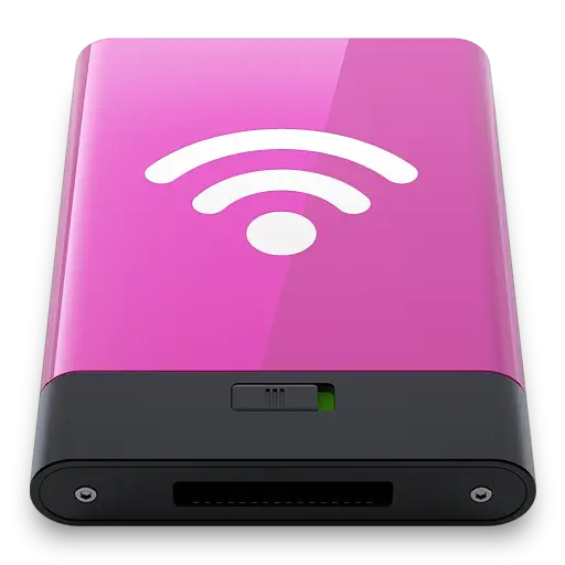 Pink External Hard Drive with WiFi Icon
