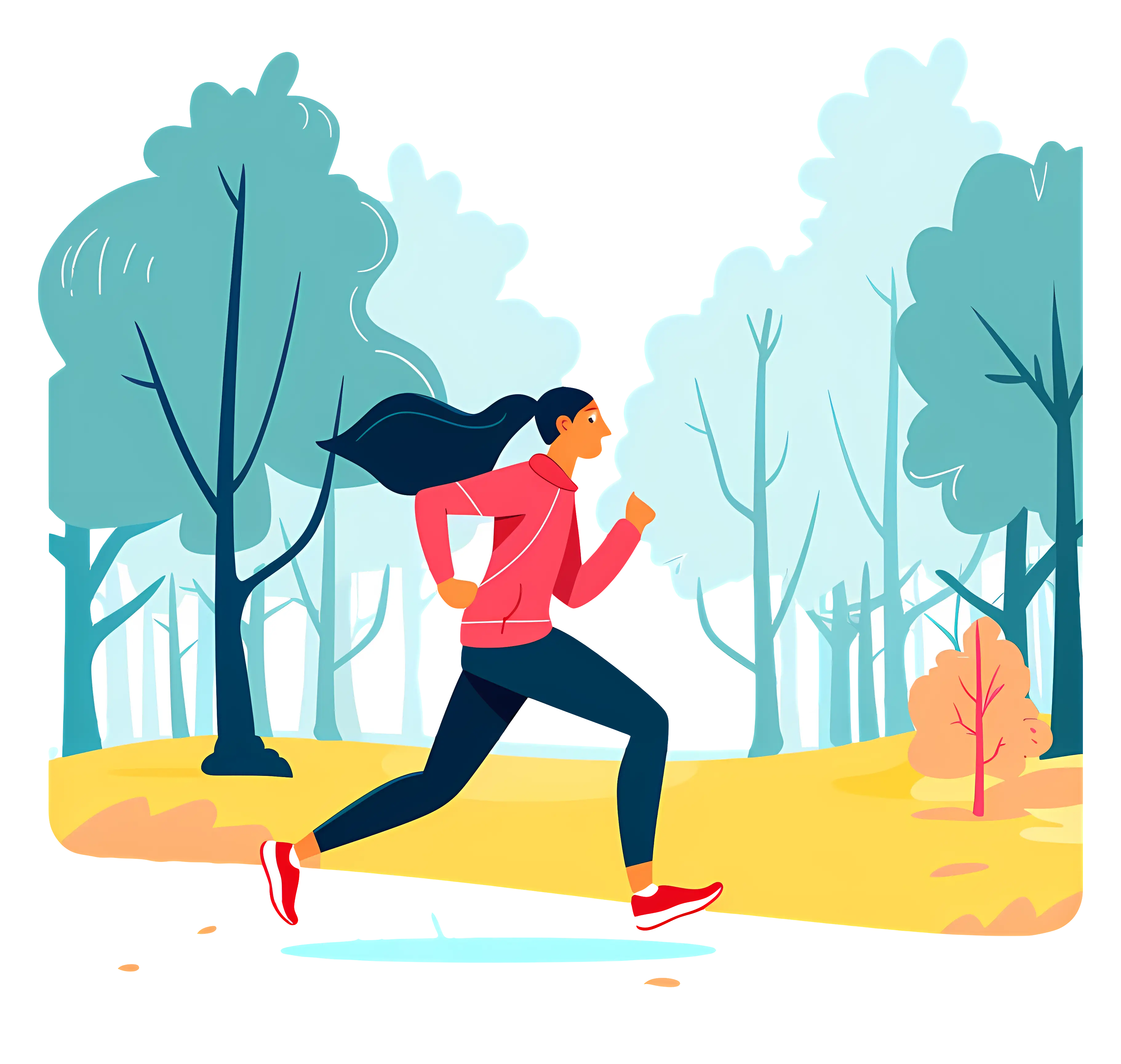 Woman Jogging in a Forest Landscape