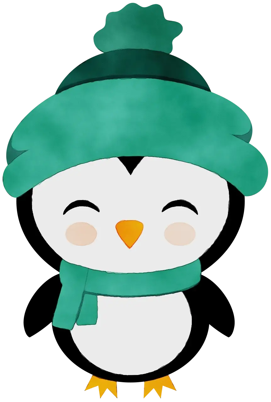 Cute Penguin with Winter Hat and Scarf