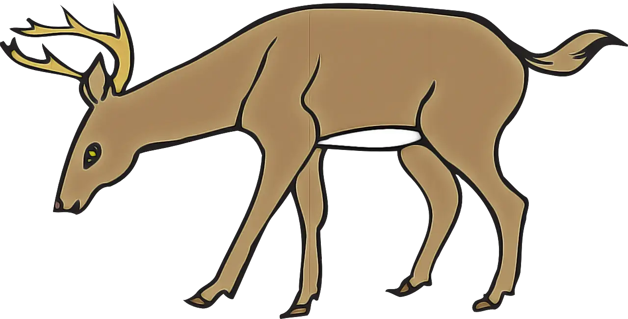 Cartoon Deer with Antlers Grazing