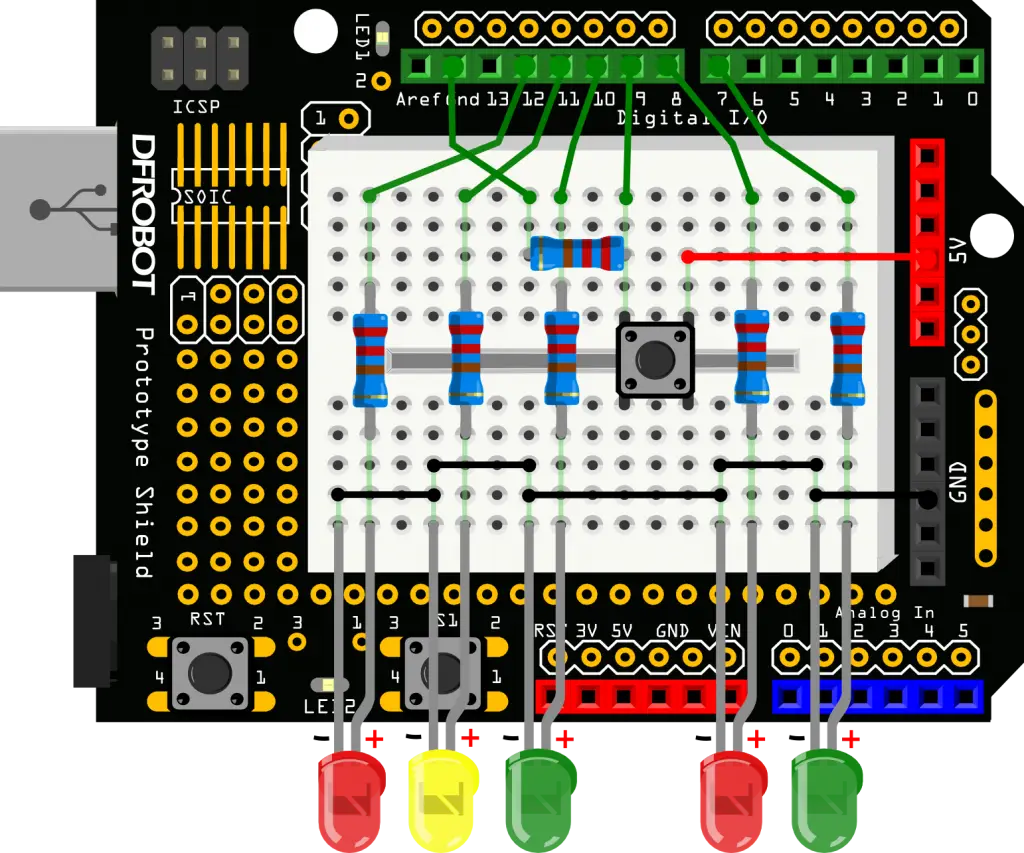 Arduino Breadboard Circuit with LEDs