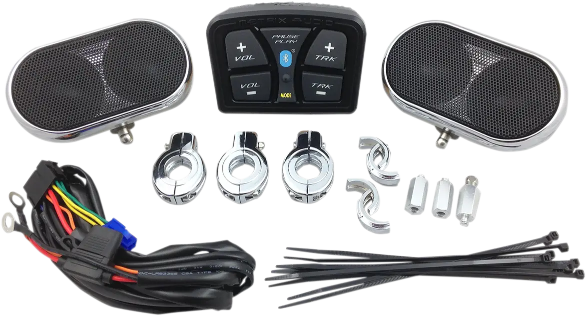 Motorcycle Audio System with Speakers and Wiring