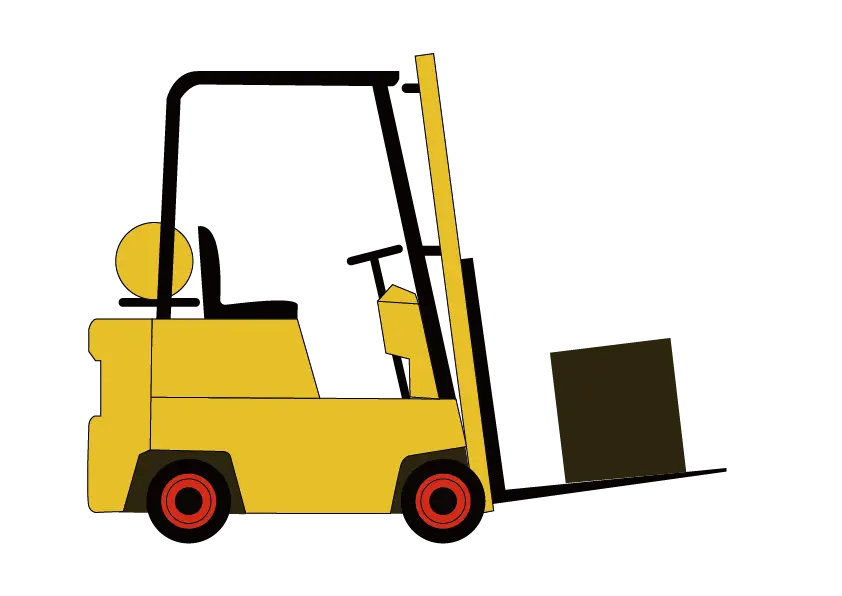 Yellow Forklift Carrying a Box