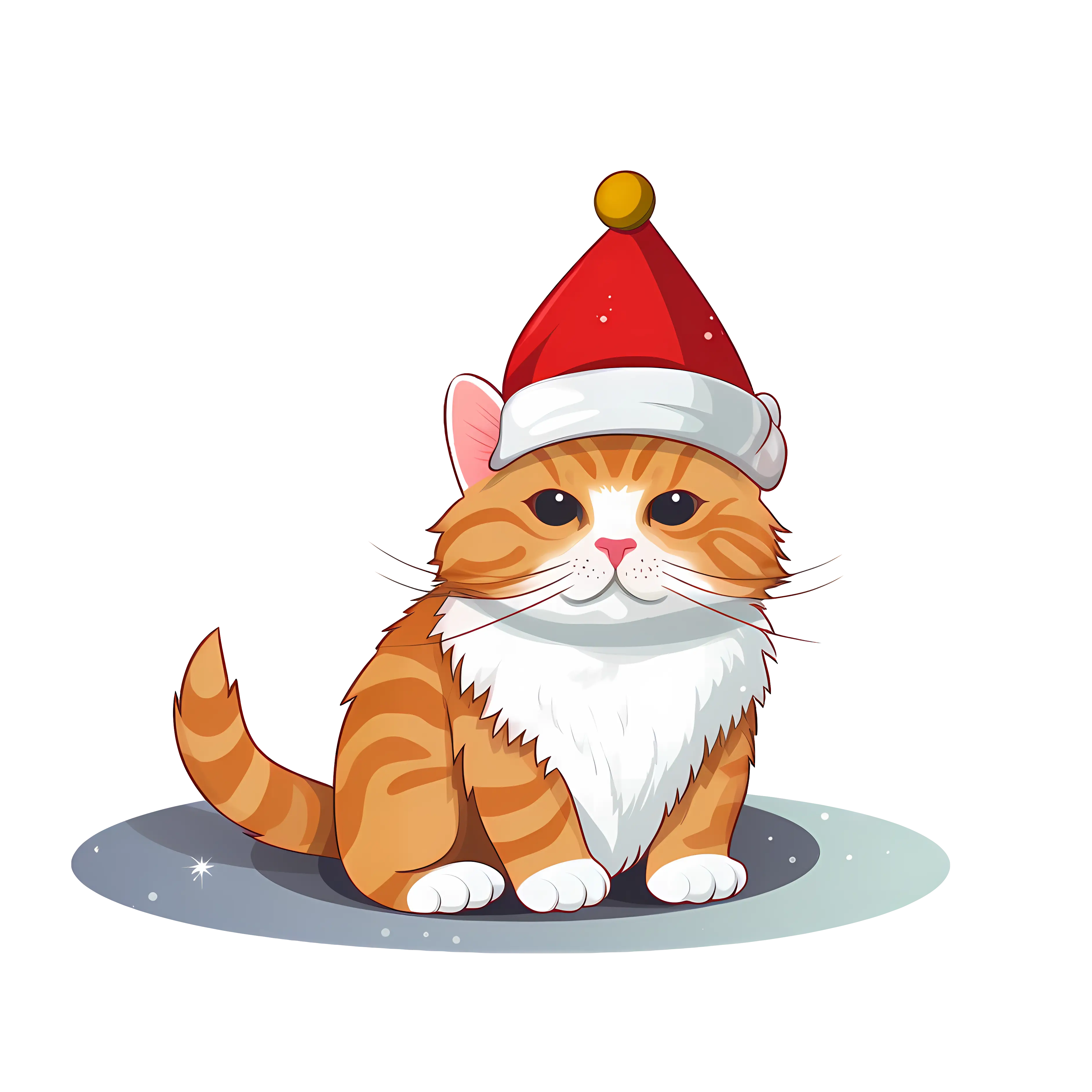 Cute Cat Wearing Santa Hat