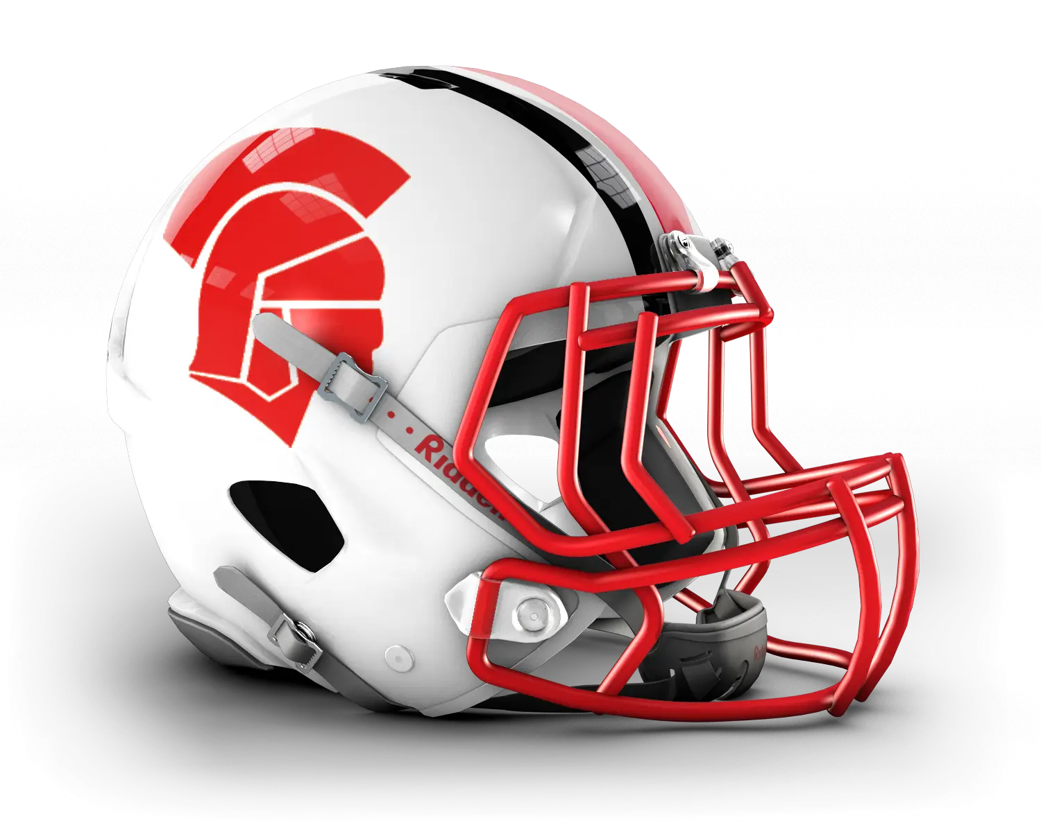 Red and White Football Helmet