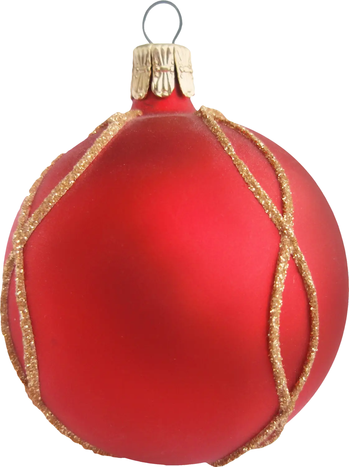 Red Christmas Ornament with Gold Glitter Accents