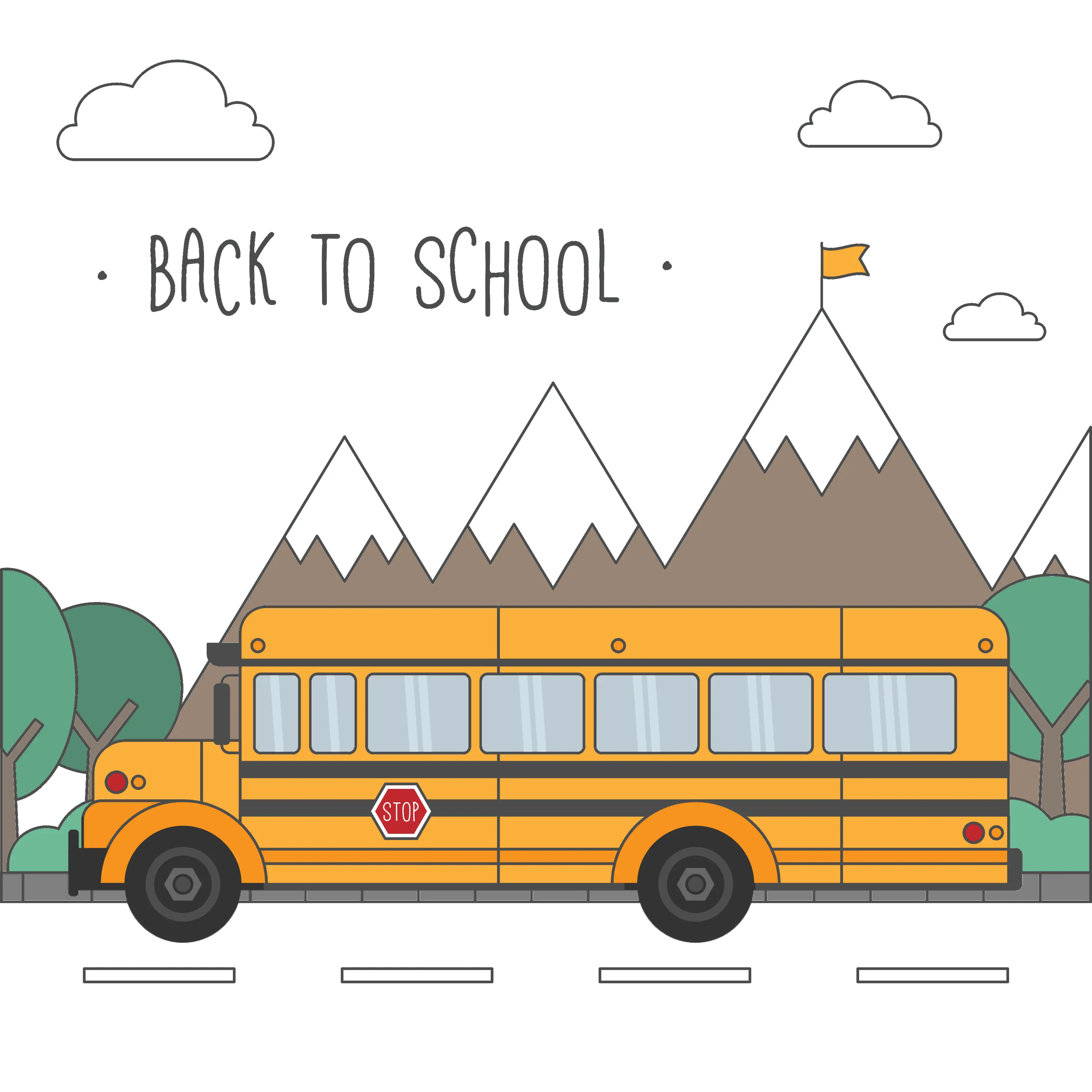Yellow School Bus Illustration for Back to School