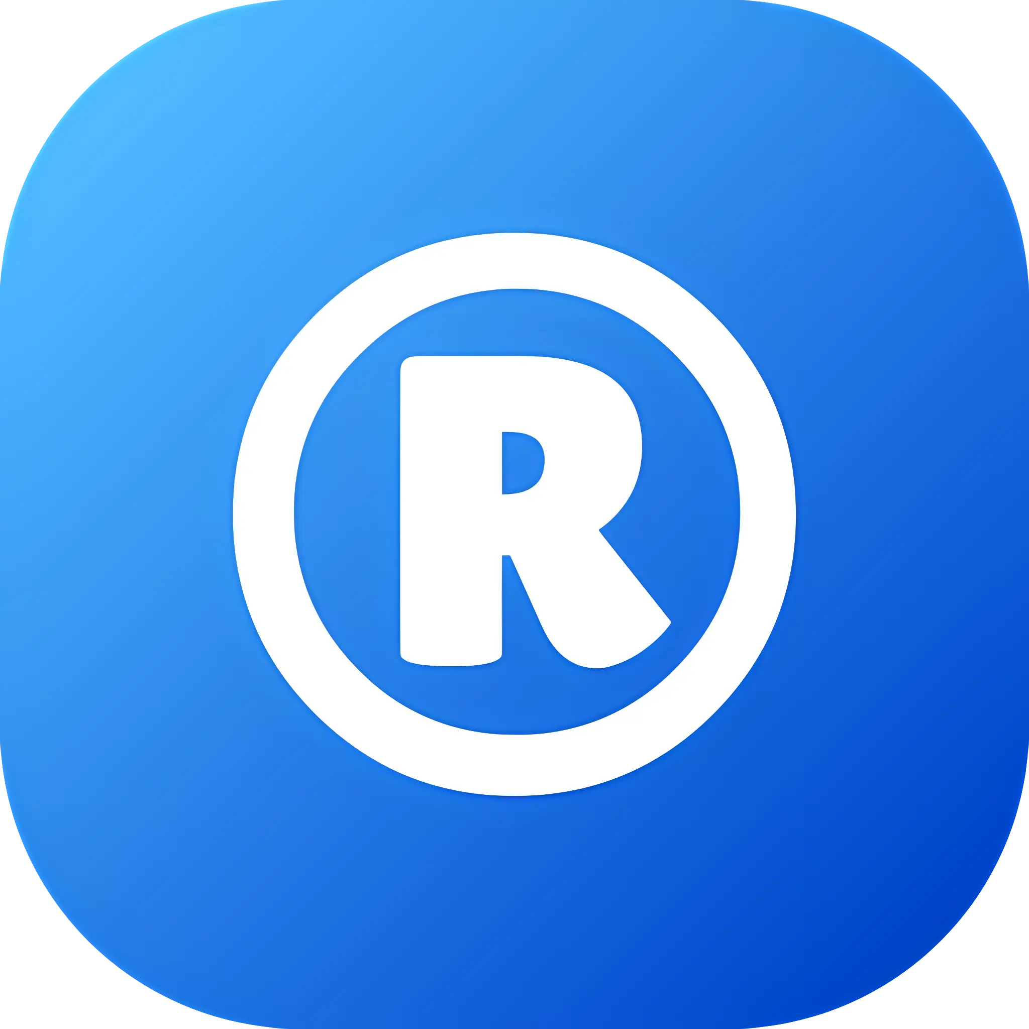 Blue Registered Trademark Symbol Logo