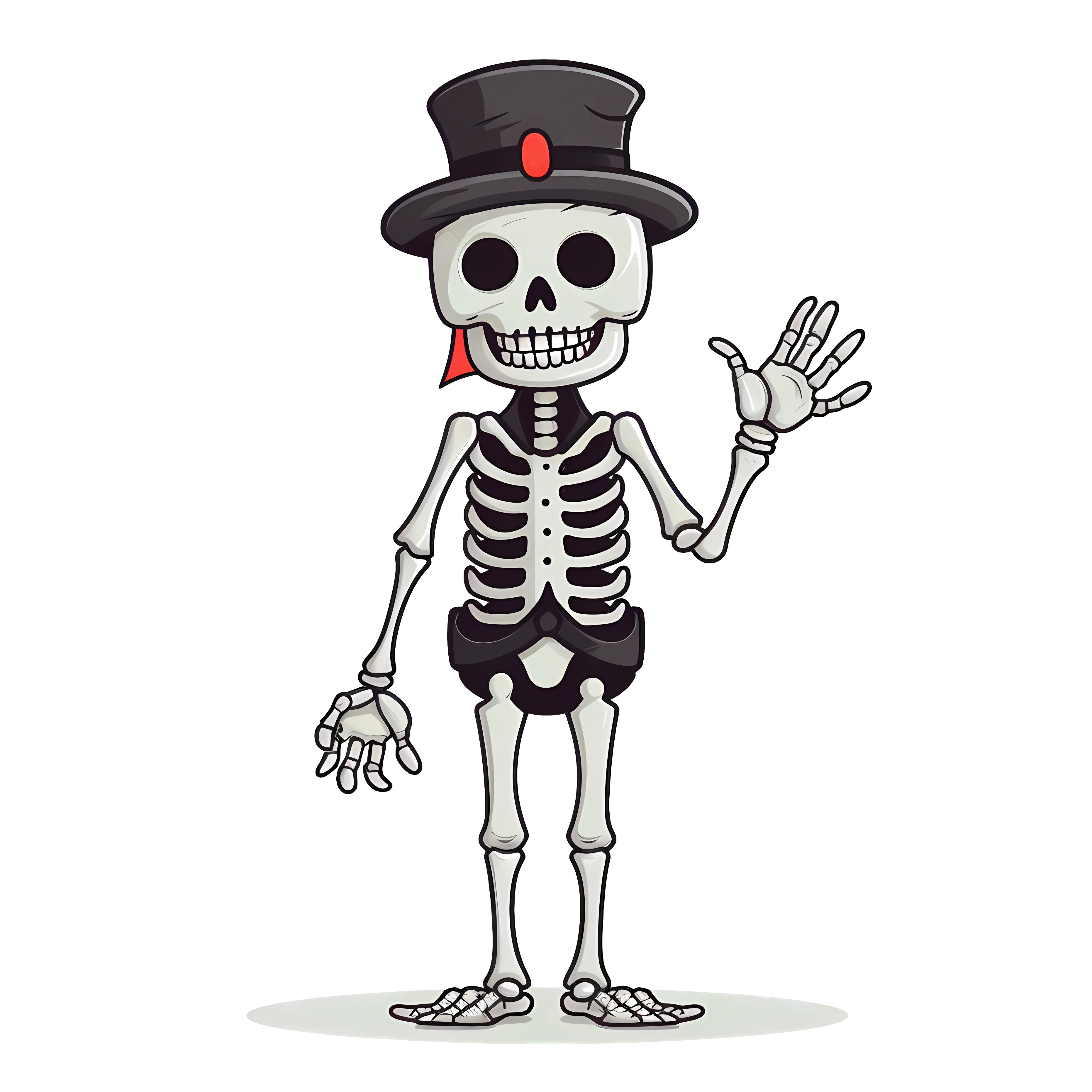 Skeleton with Top Hat Waving