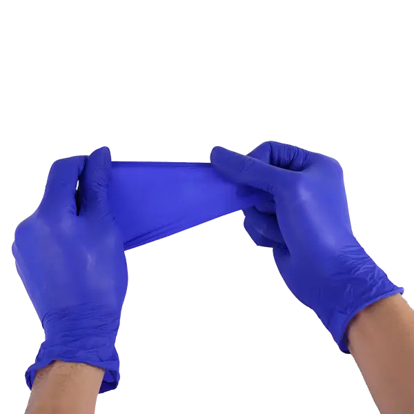 Stretching Blue Gloves
