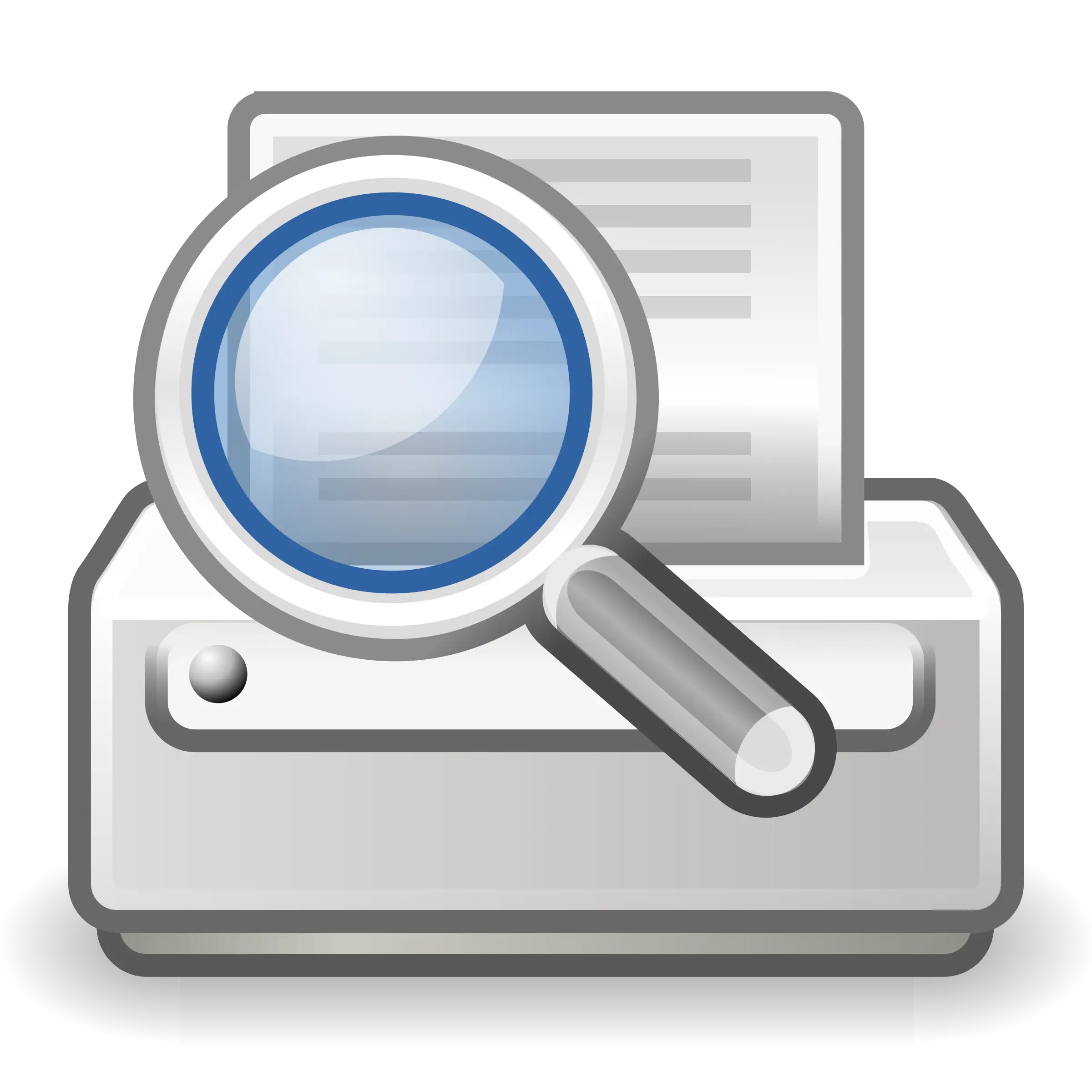 Printer with Magnifying Glass Icon