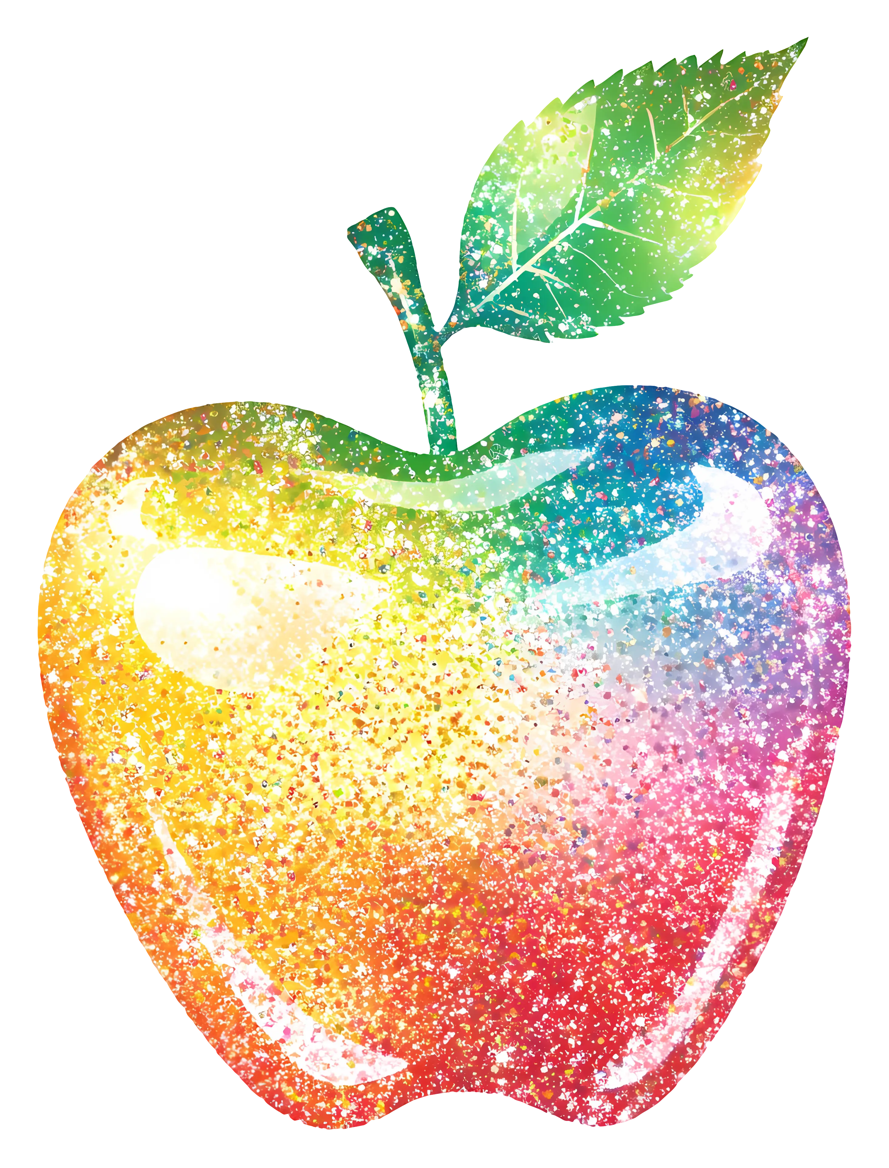 Sparkly Rainbow Apple Illustration