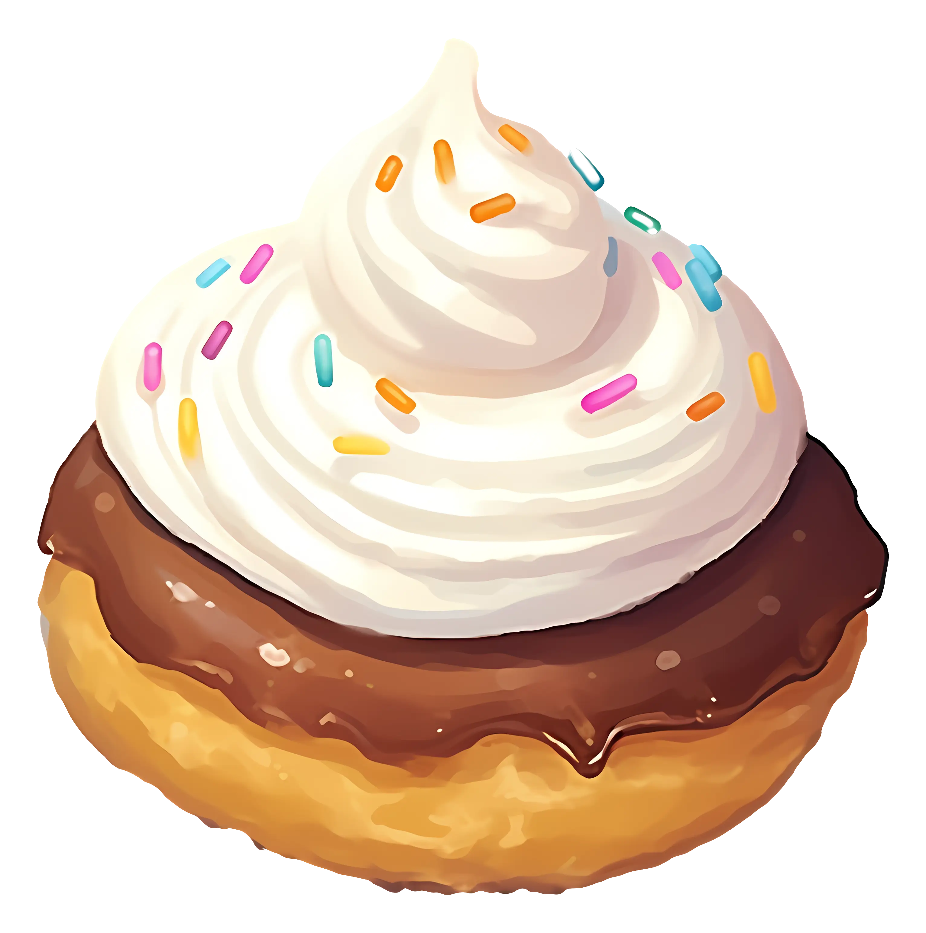 Donut with Whipped Cream and Colorful Sprinkles