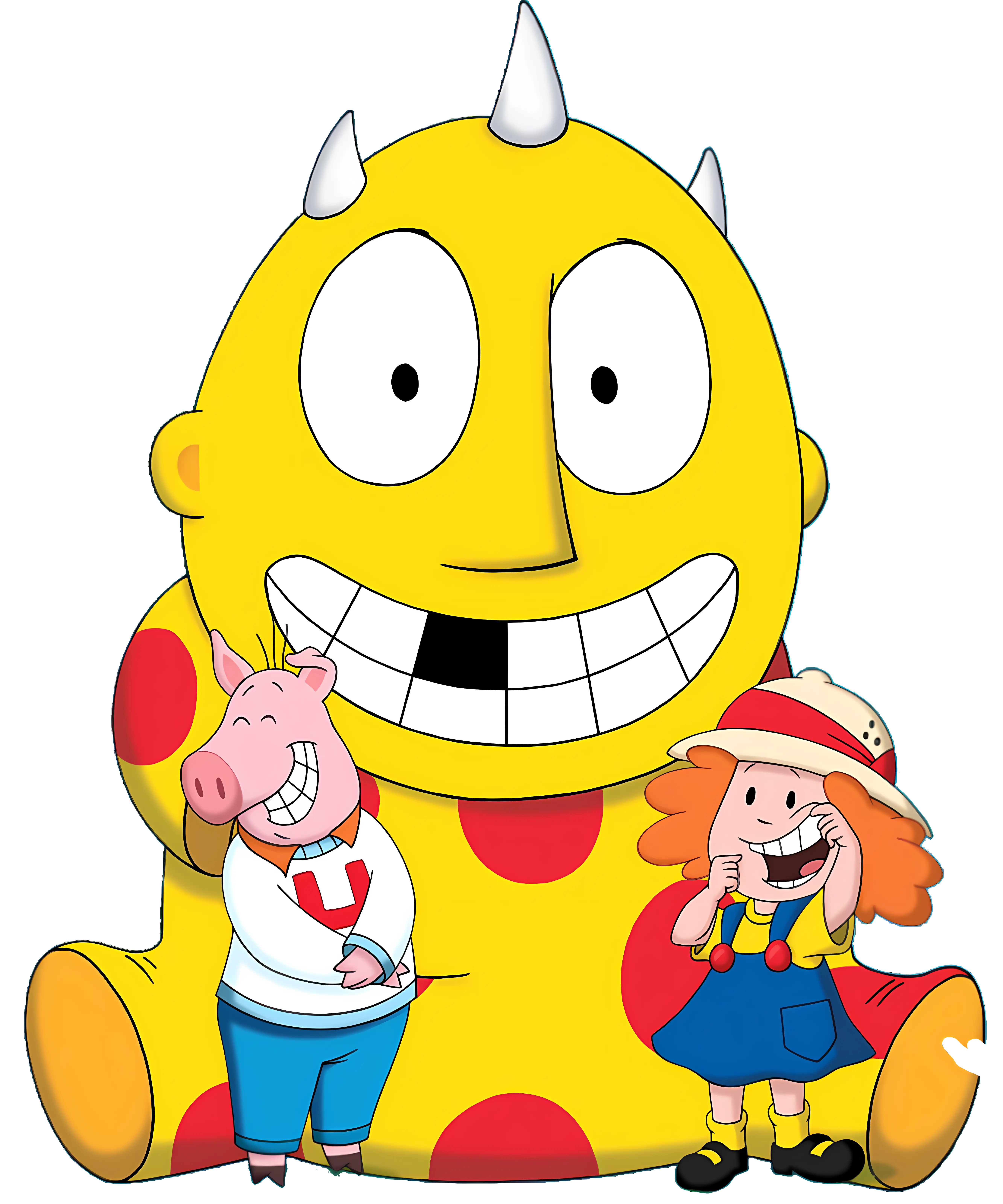 Yellow Monster with Friends Cartoon Illustration