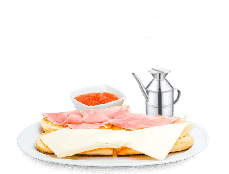 Ham and Cheese Sandwich with Tomato Sauce and Olive Oil