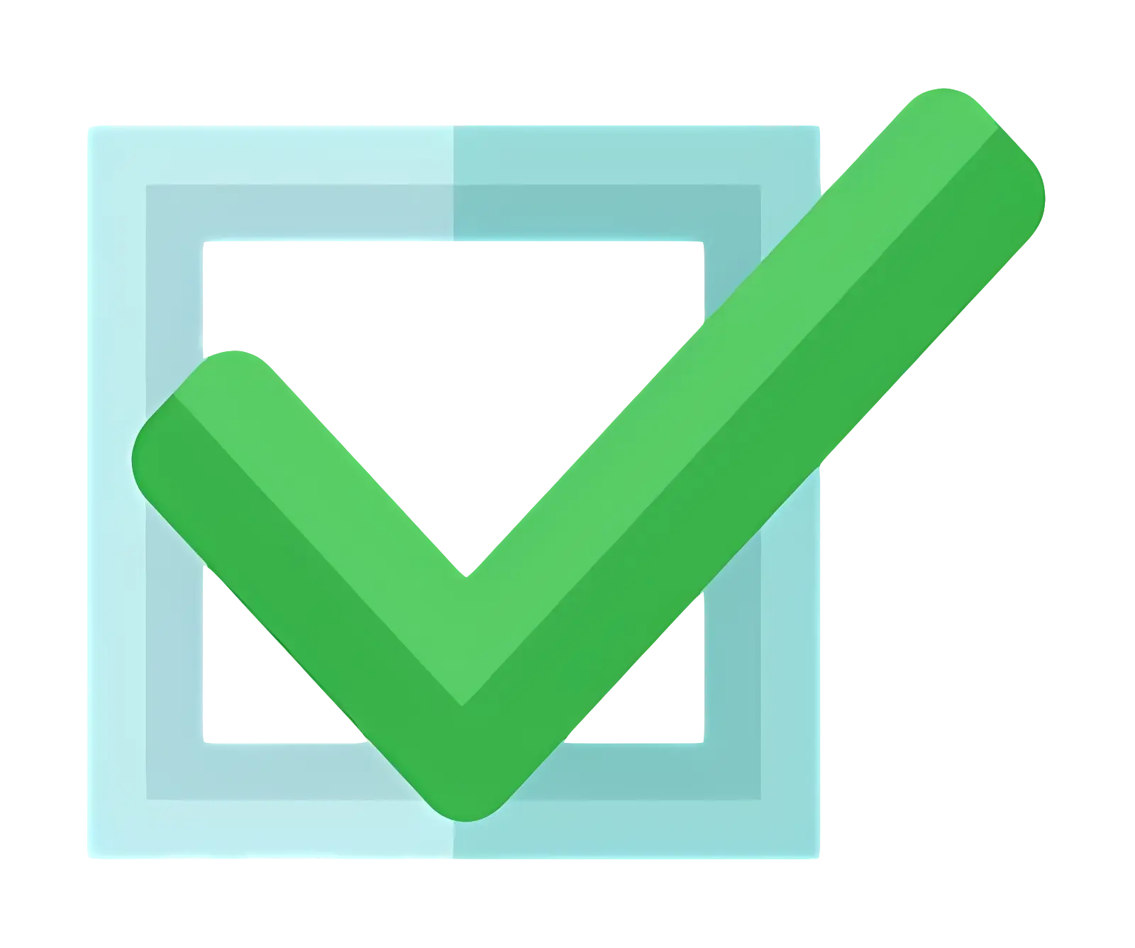 Green Checkmark in a Blue Square Box