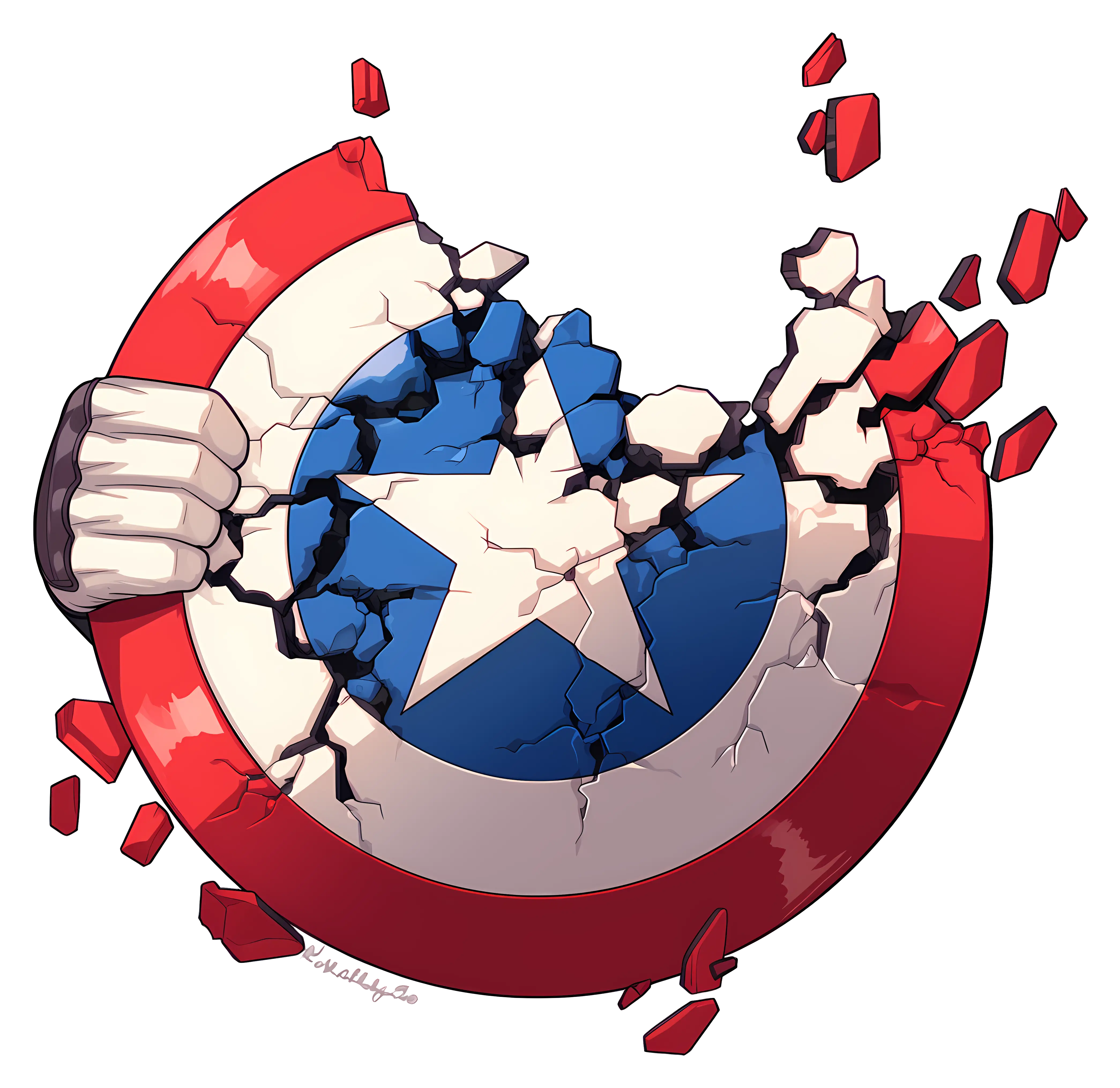 Cracked Shield with Star Design