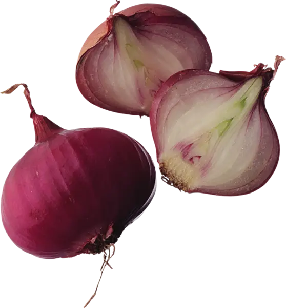 Fresh Red Onions and Sliced Halves