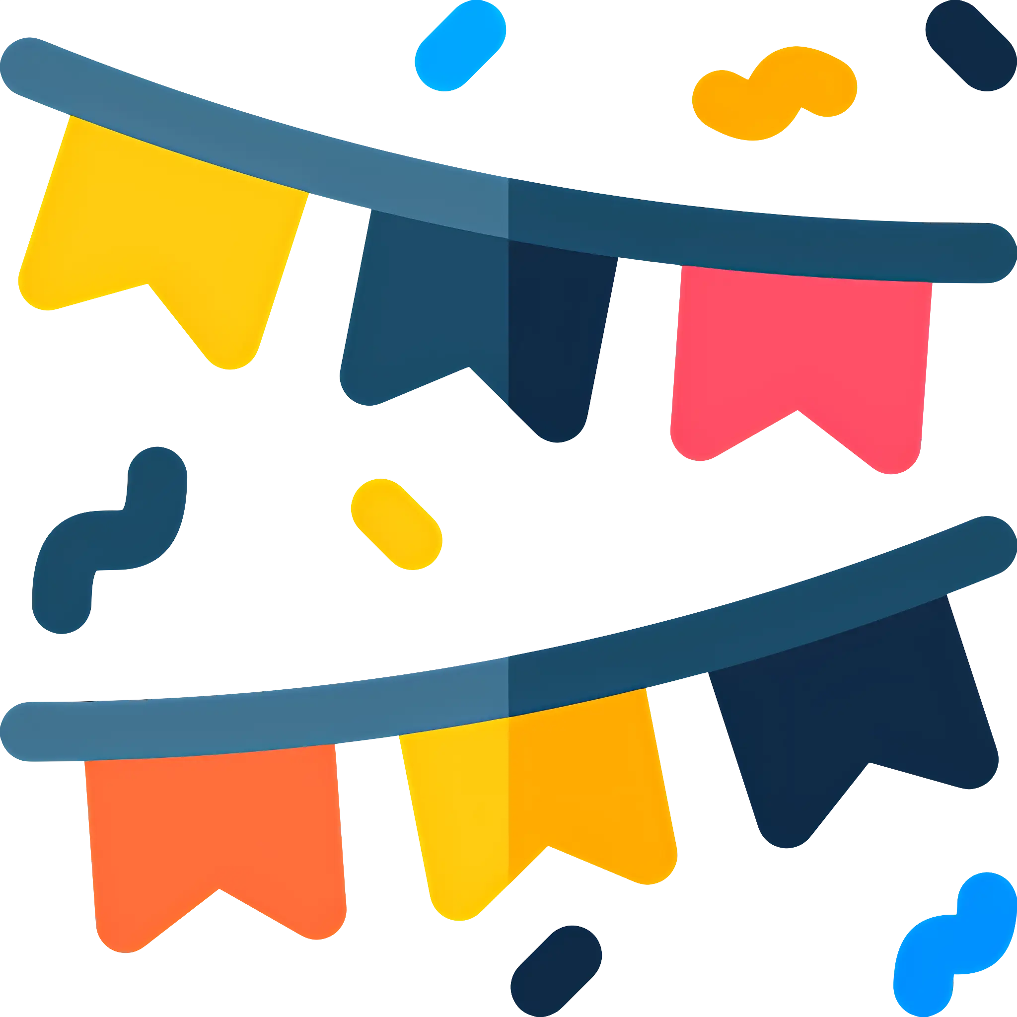 Colorful Bunting Flags with Confetti