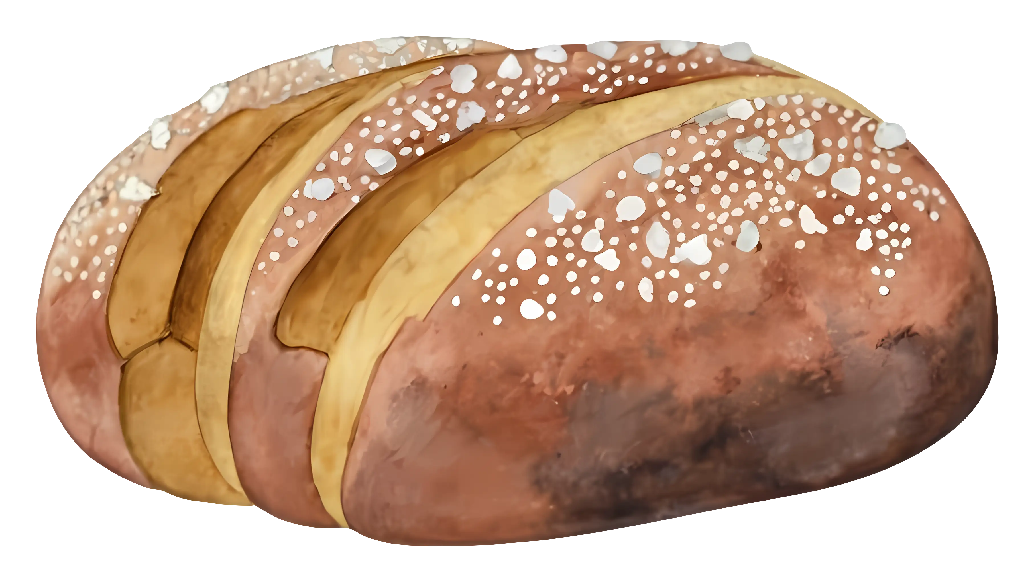 Watercolor Illustration of Sliced Bread Loaf