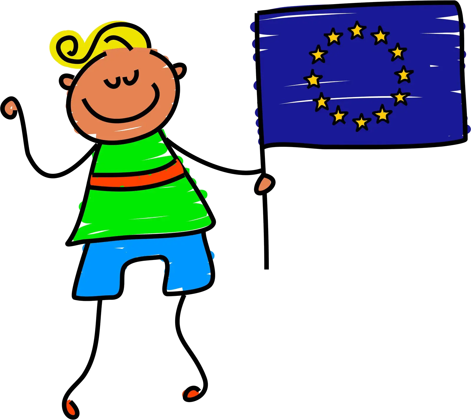 Child Holding European Union Flag