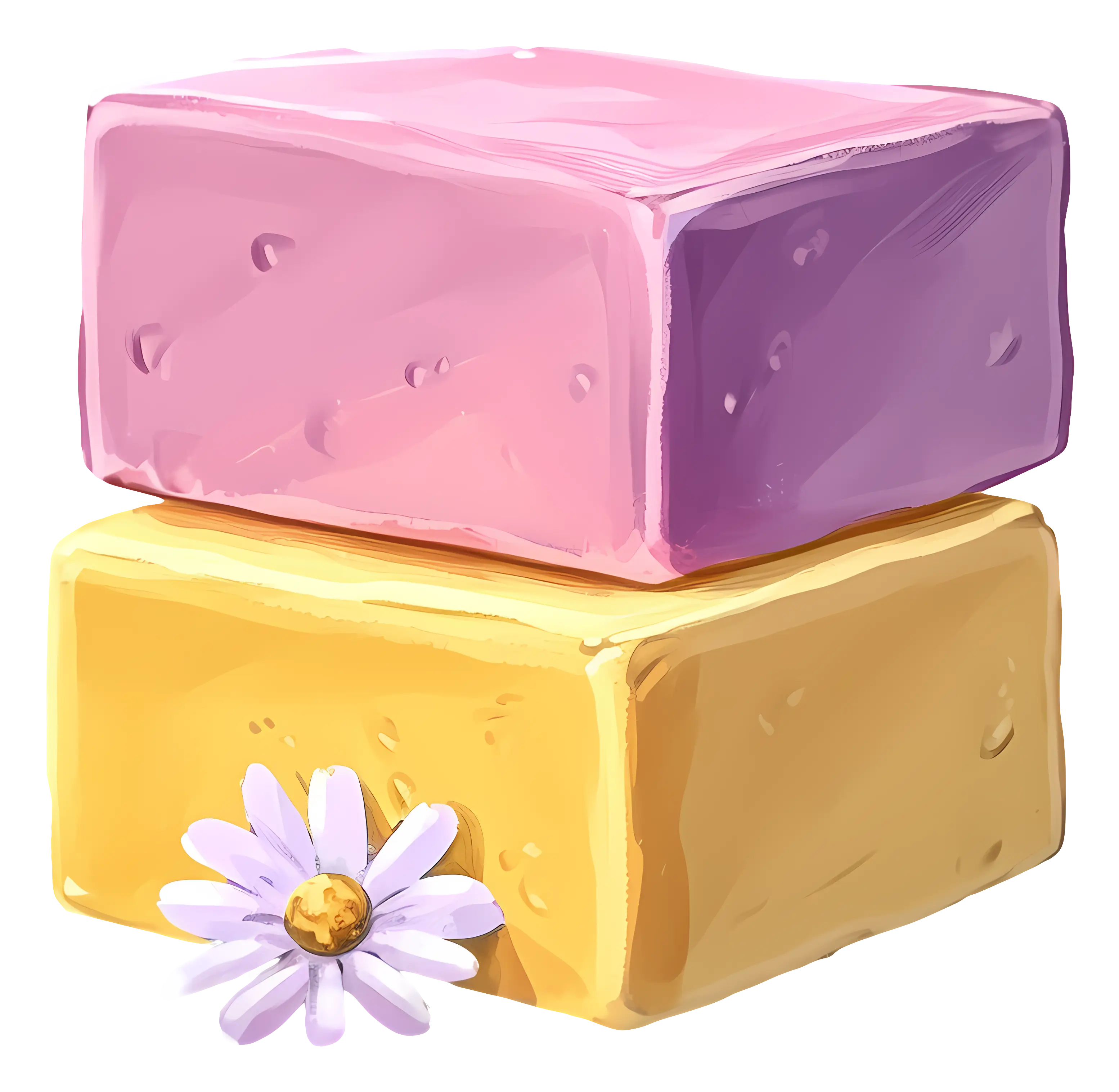 Handmade Colorful Soap Bars with Floral Accent
