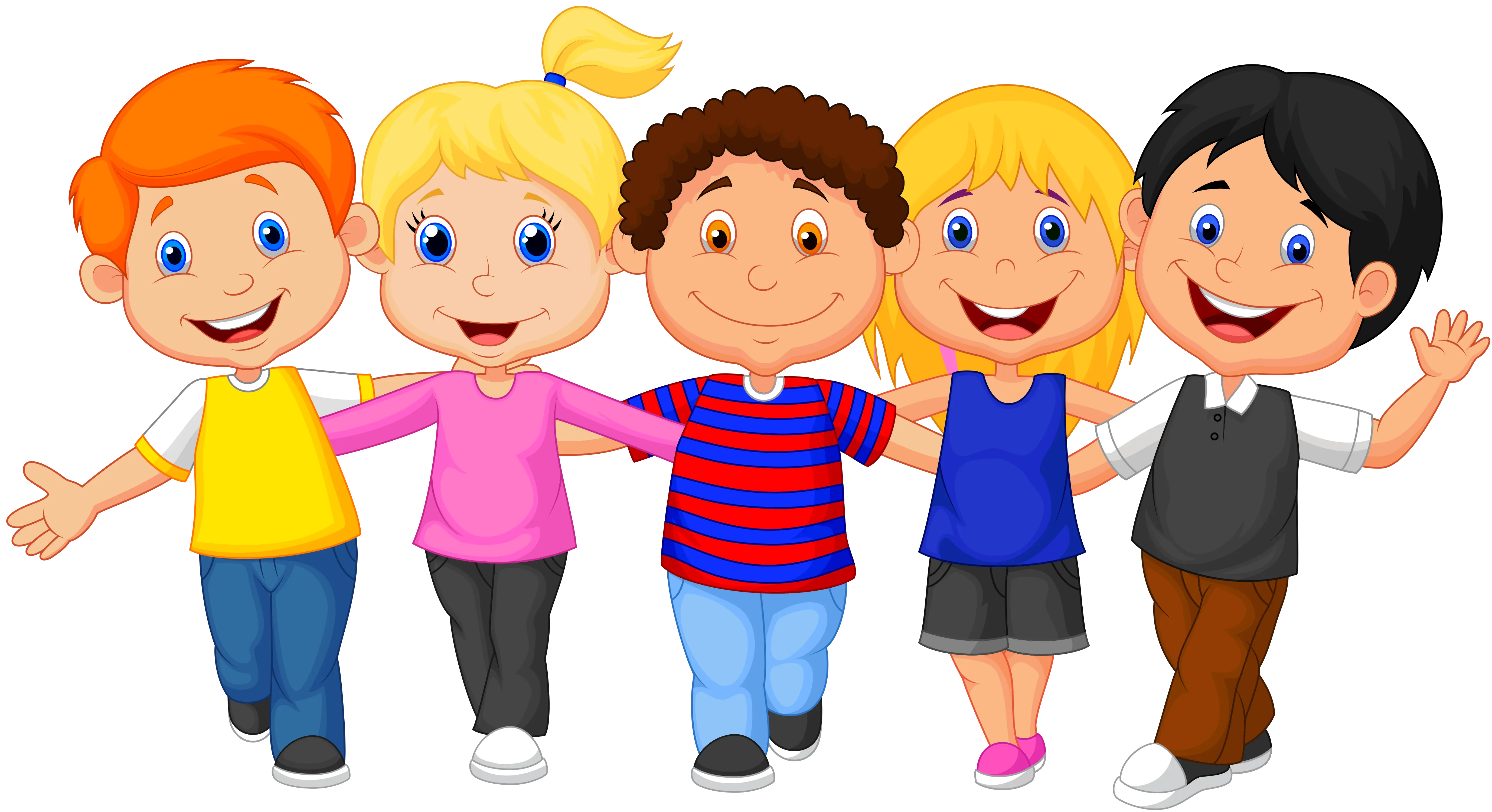 Happy Cartoon Children in a Group