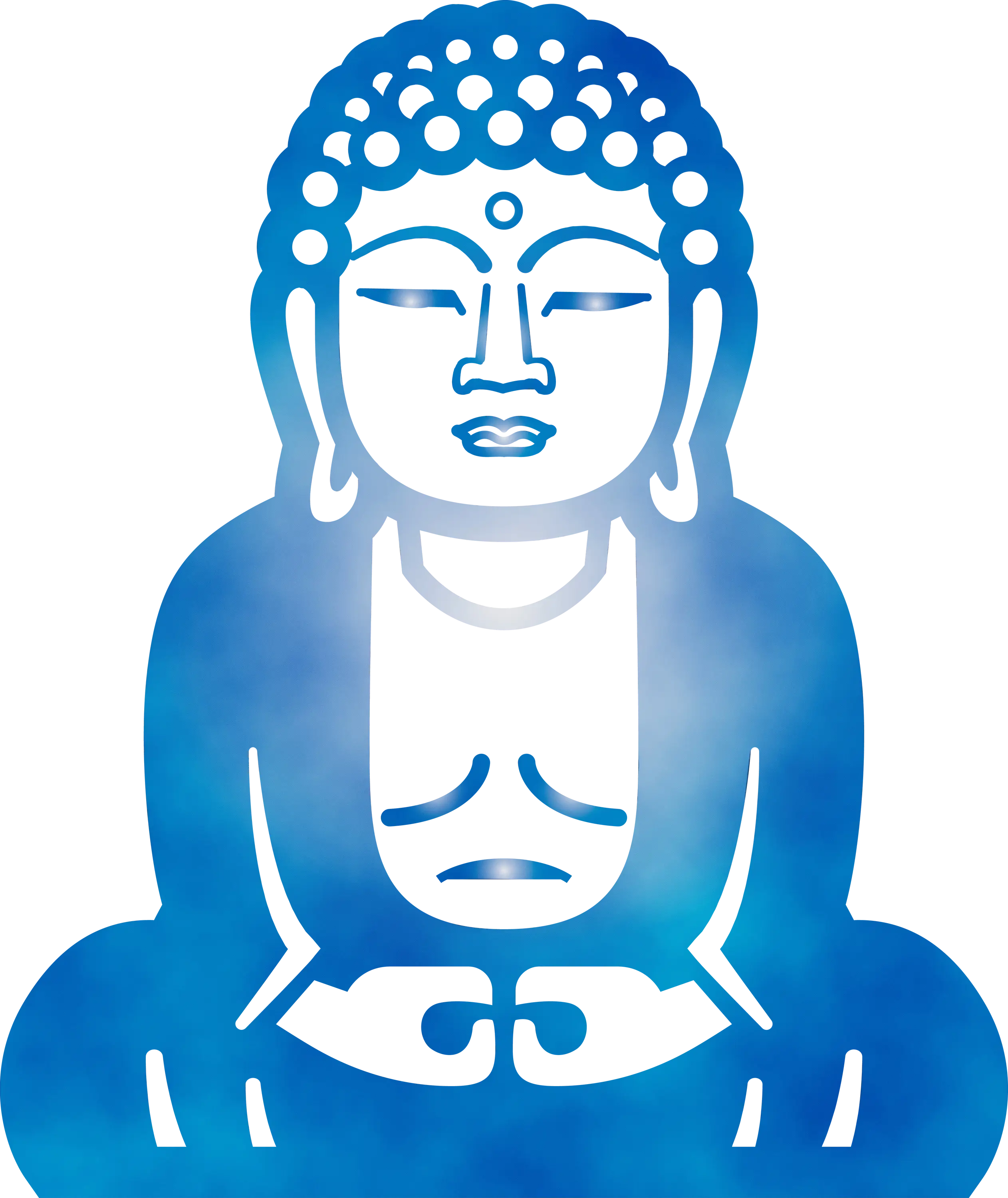 Blue Buddha Figure Illustration in Meditative Pose