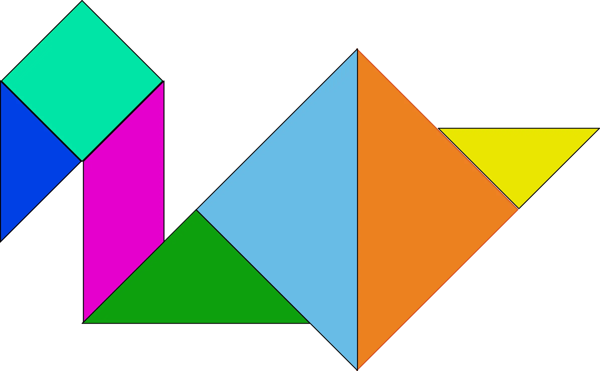 Colorful Geometric Tangram Puzzle Shape
