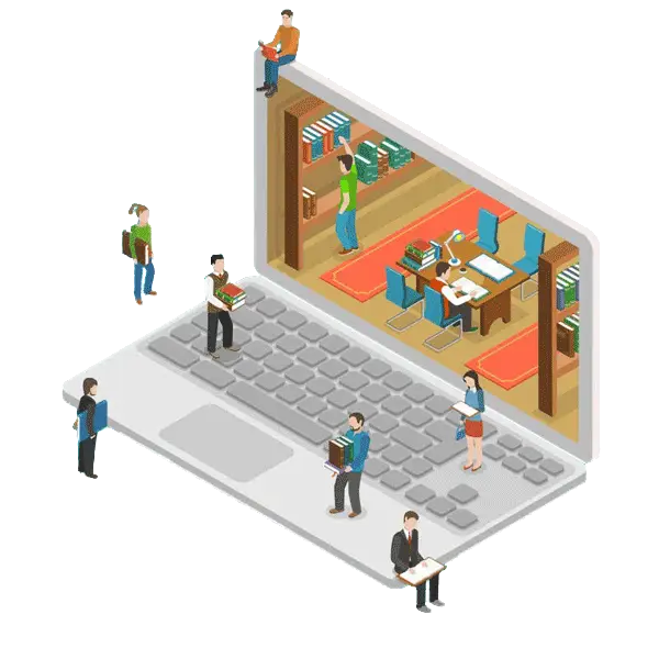 Digital Library on Laptop with Students