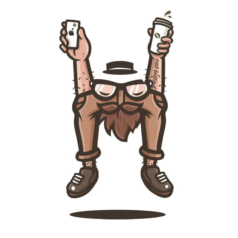 Cartoon Hipster with Coffee and Phone
