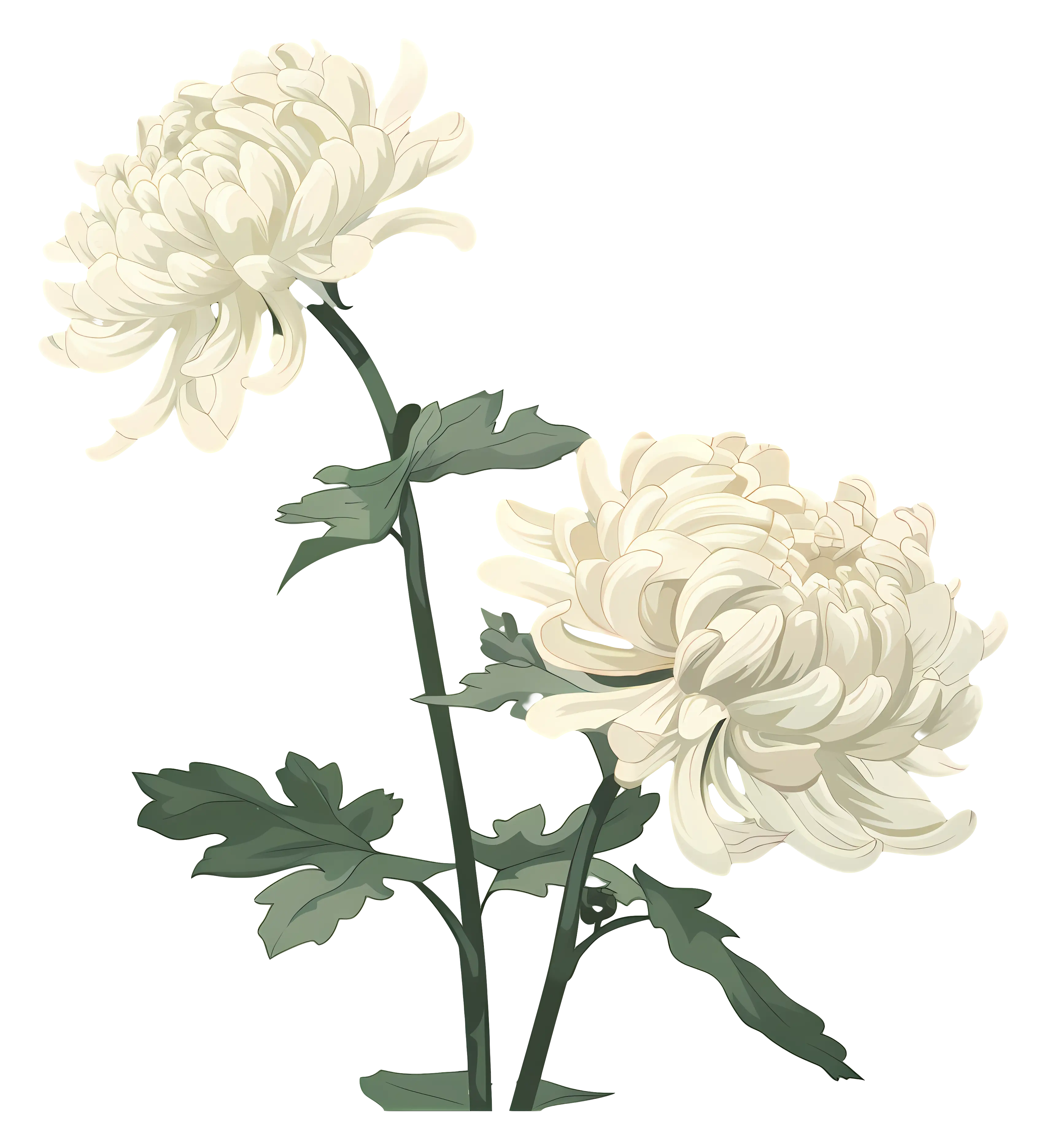 White Chrysanthemum Flowers Illustration