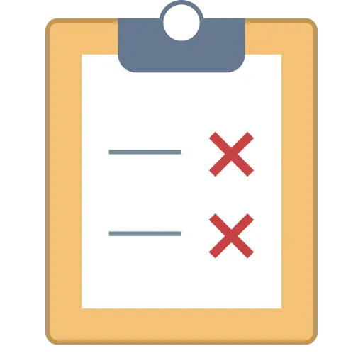 Checklist Icon with Red Cross Markings