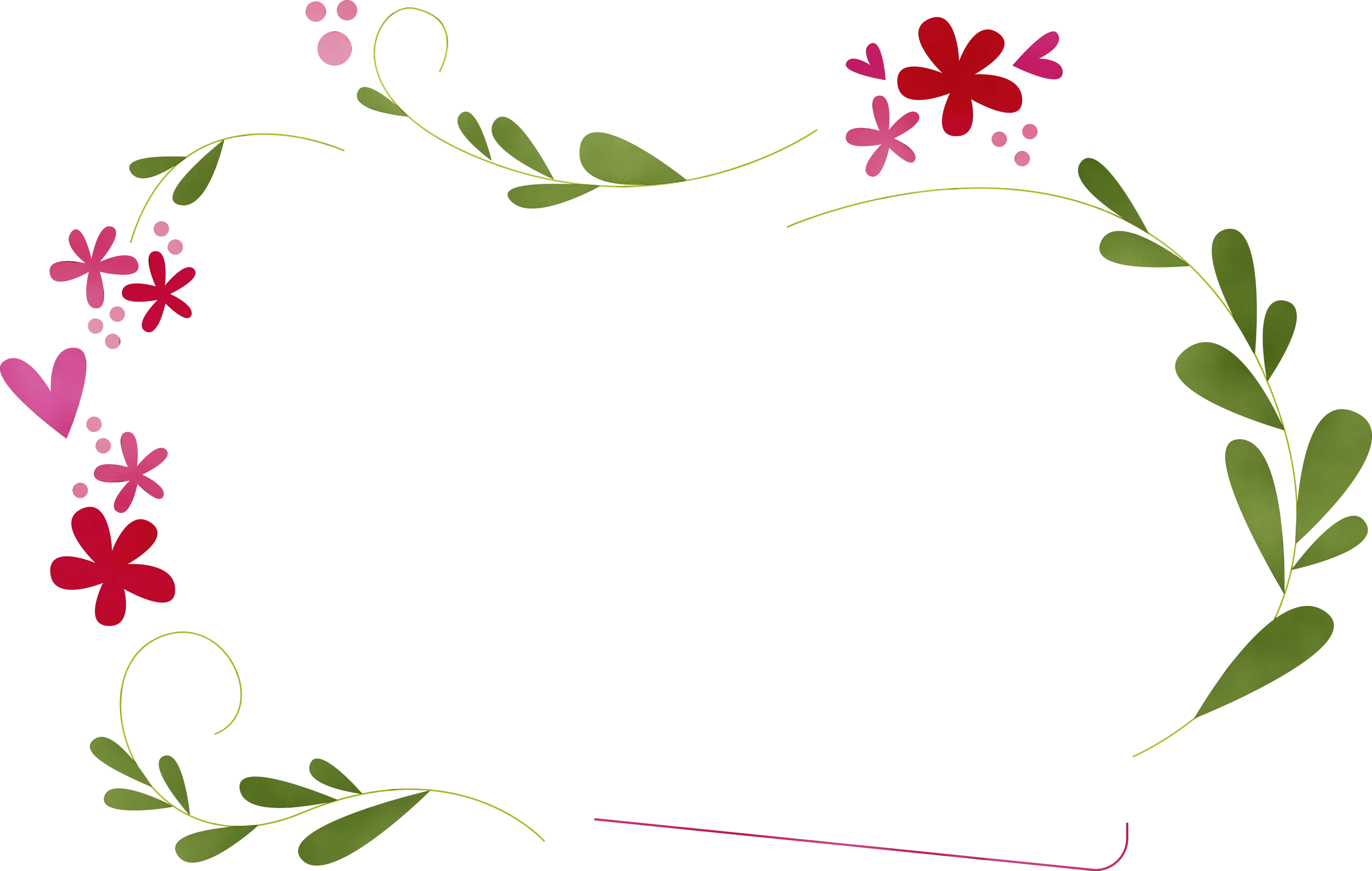Decorative Floral Frame with Red and Green Leaves